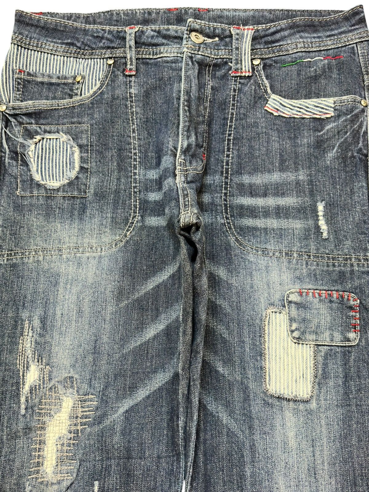 Baracuta Vintage Barassi Baggy Sashiko Style Distressed Denim Size US 32 / EU 48 - 2 Thumbnail