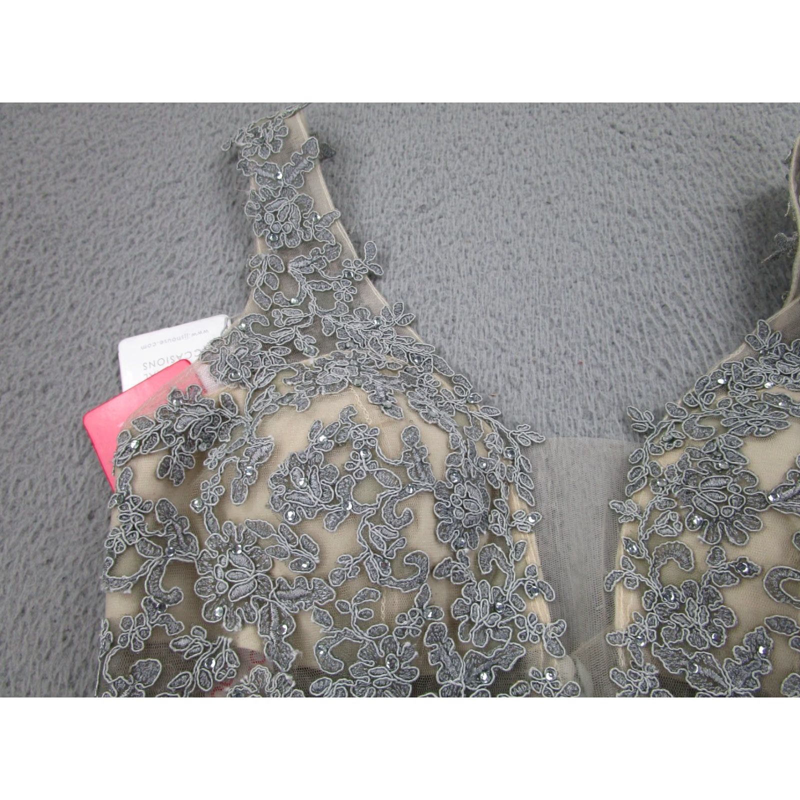 Vintage Fairy Princess Dress Womens 4 Gray Maxi Embroidery Sheer Whimsical Crochet Lace Dress Size S / US 4 / IT 40 - 6 Thumbnail