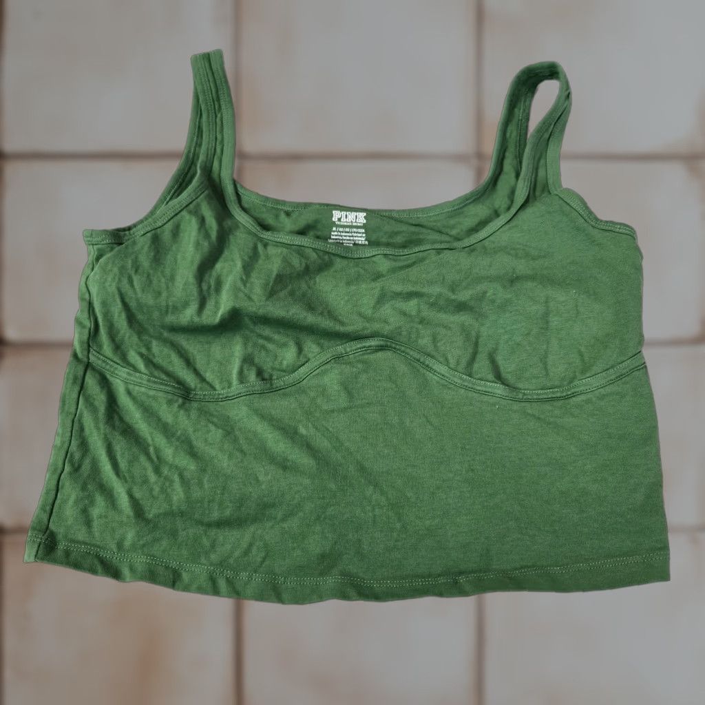Victorias Secret Victoria's Secret Wireless Push Up Bra S Green Solid Cotton Womens (Size Small)