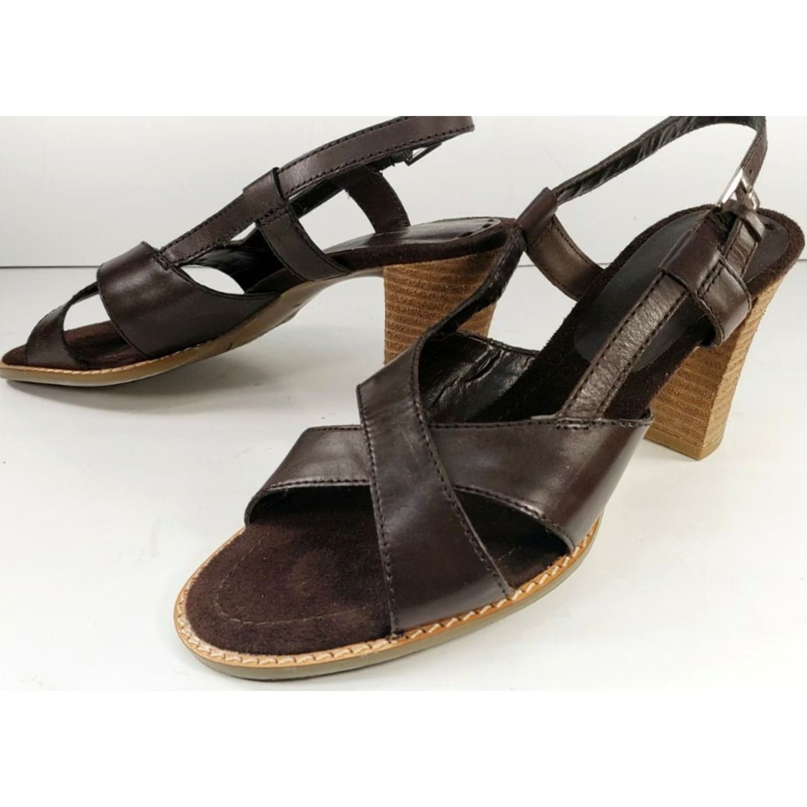 Vintage Bandino Naddia Women's Heeled Sandals Slingback Leather Brown Size 9M Shoes Size US 9 / IT 39 - 2 Thumbnail