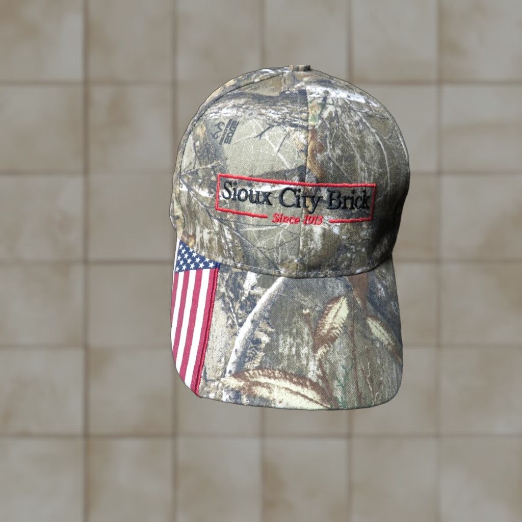 Vintage VTG HaT Sioux City Brick 1913 USA flag Camouflage Trucker Hat Adjustable Cap Men Hat Hunting Camo Bow Duck Size ONE SIZE - 1 Thumbnail