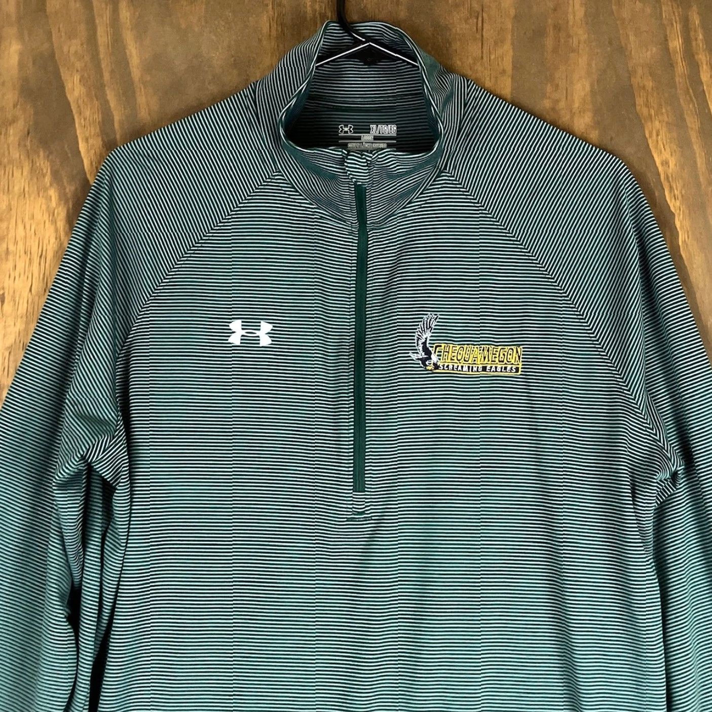 Under Armour Under Armour Mens Shirt Green White Striped 1/4 Zip Heat Gear XL Shirt Mens Size US XL / EU 56 / 4 - 2 Thumbnail