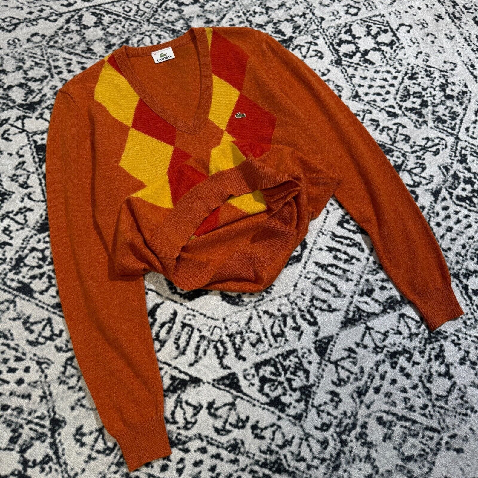 Lacoste × Vintage Vintage Lacoste Unisex Orange Yellow Red Wool Sweater Size S Size US S / EU 44-46 / 1 - 8 Thumbnail