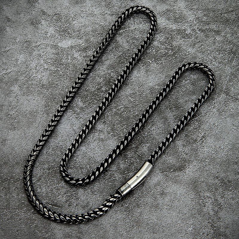 Jewelry Oxidized Curb Cuban Chain Stainless Steel Necklace Size ONE SIZE - 5 Thumbnail