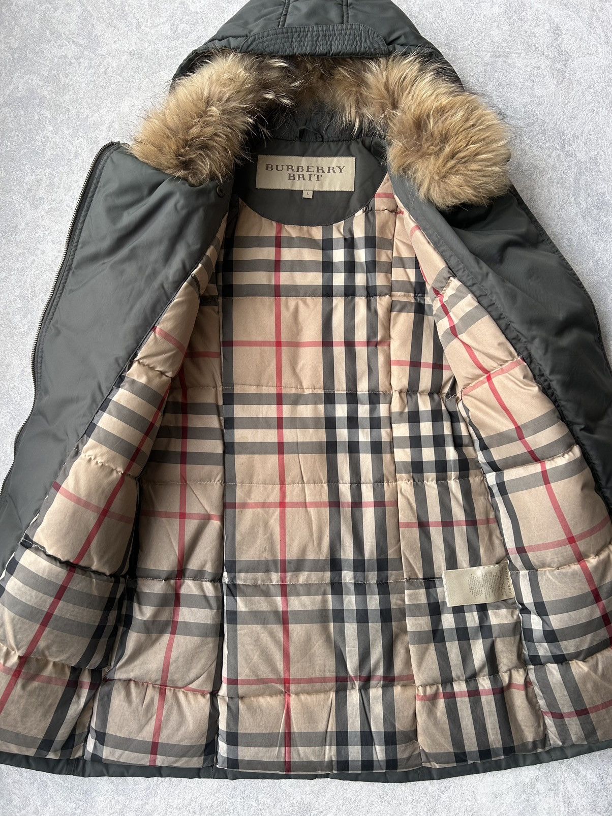 Burberry Burberry Brit Fur Ski Down Nova Check Parka Jacket Size L / US 10 / IT 46 - 10 Thumbnail