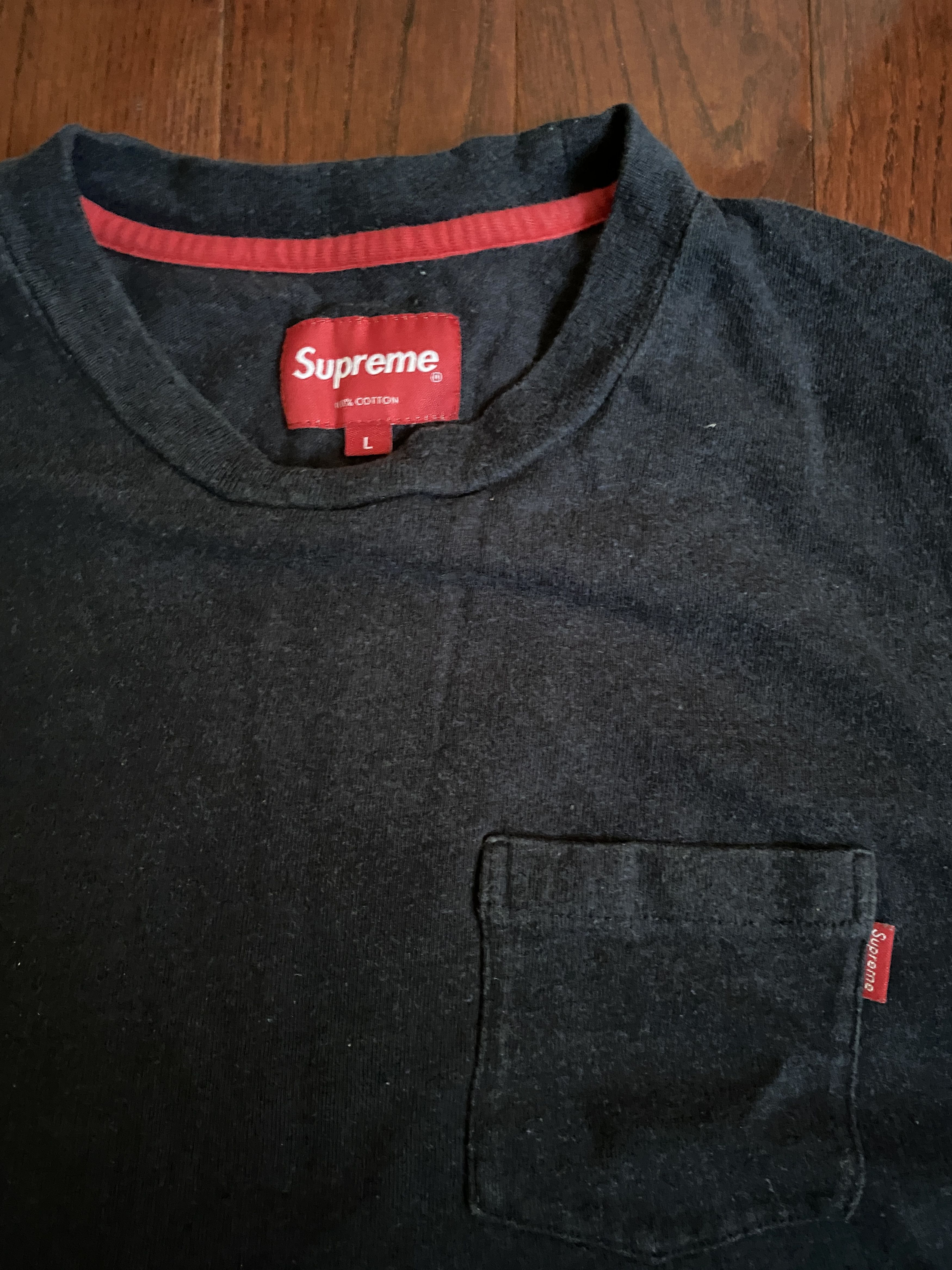 Supreme S/S Pocket Tee Navy Size US L / EU 52-54 / 3 - 3 Thumbnail