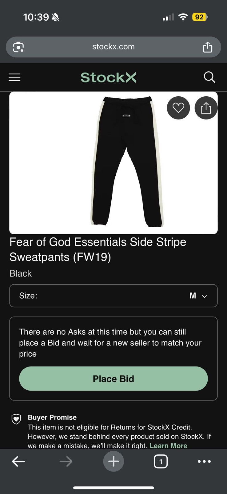 Fear of God Fear of God Essentials Stripe Sweatpants Black SZ Medium💥 Size US 32 / EU 48 - 13 Thumbnail