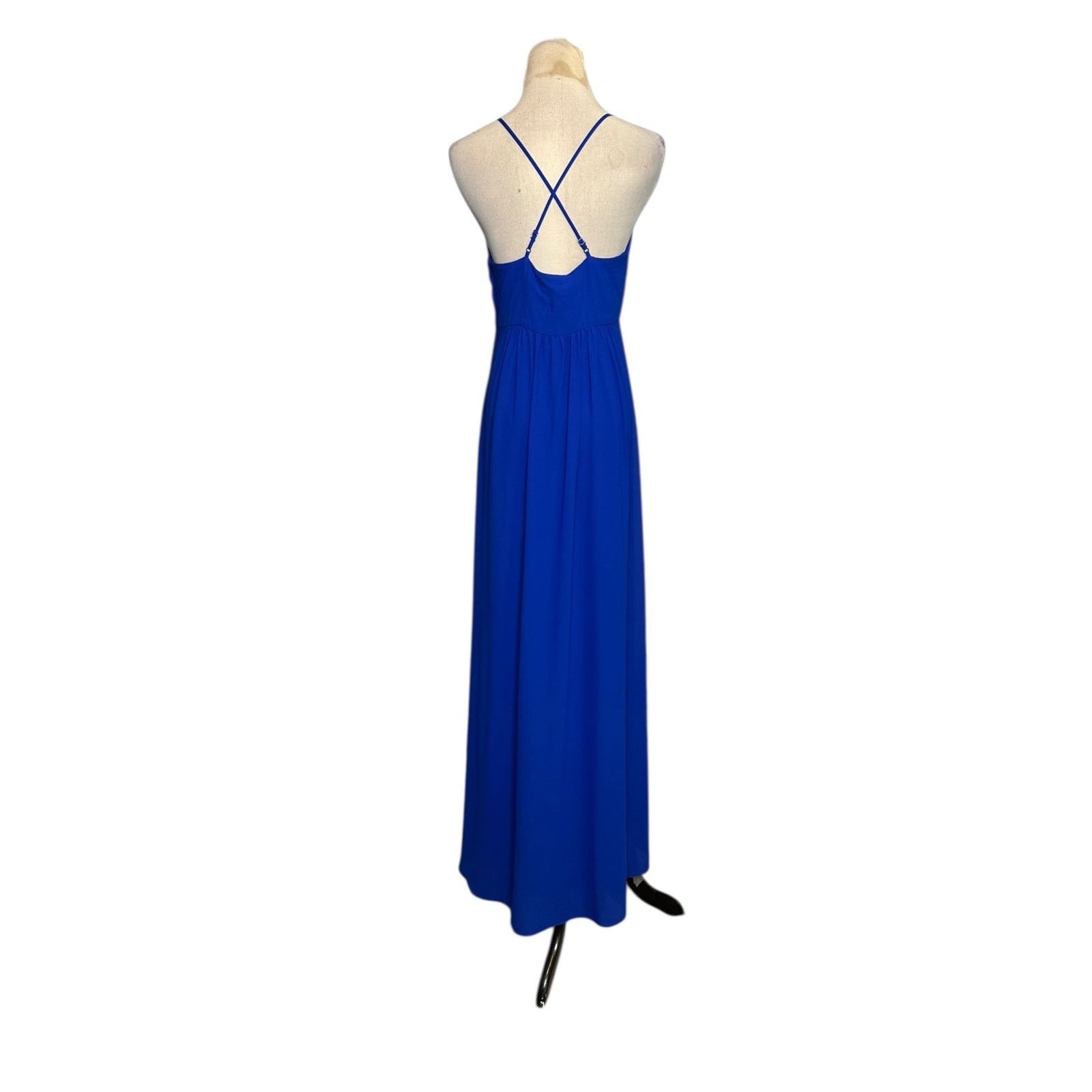 Badgley Mischka Badgley Mischka Blue X-Back Formal Chiffon Maxi Dress size 2 Size XS / US 0-2 / IT 36-38 - 2 Thumbnail