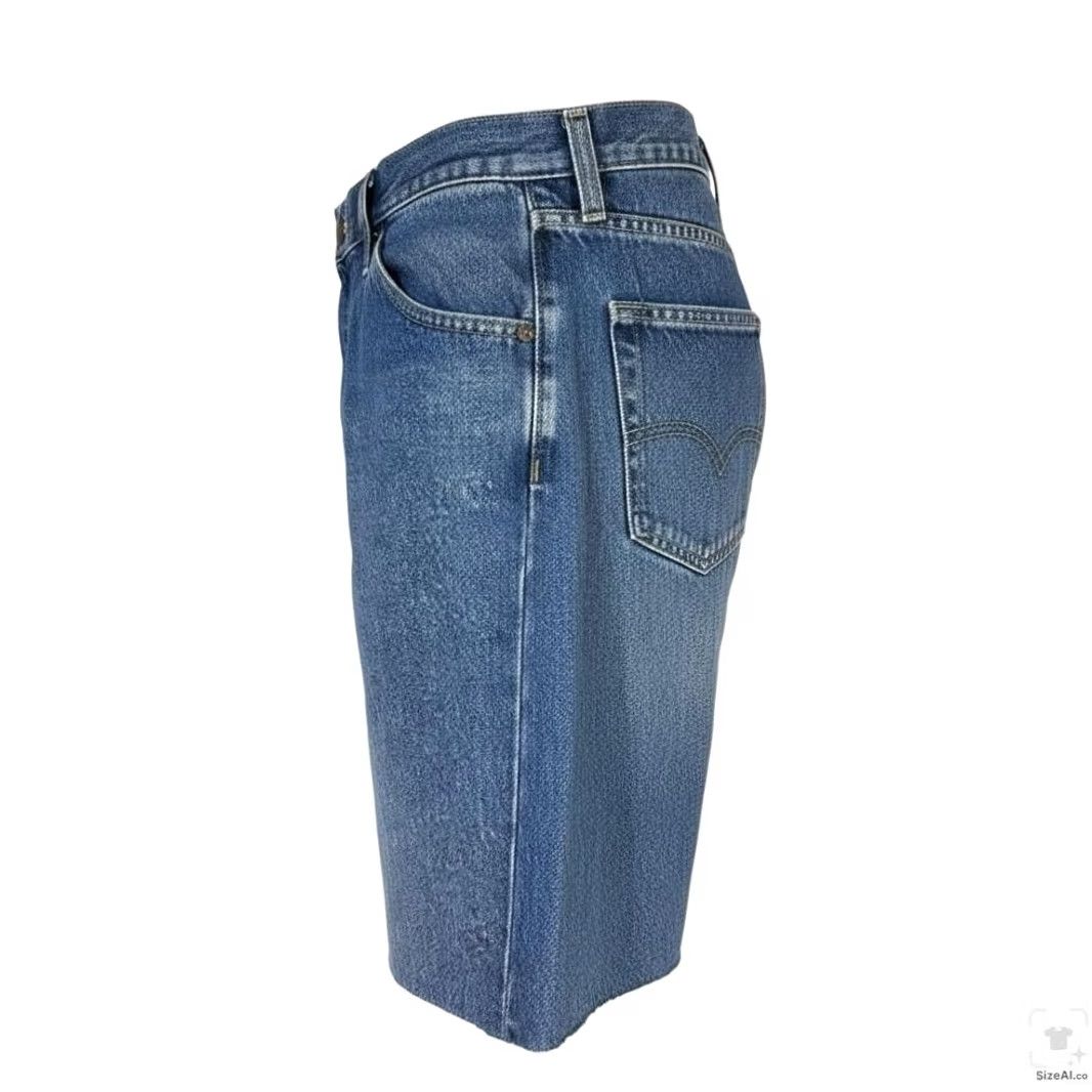 Dickies Dickies Denim Jean Shorts Bermuda Mens 31 Blue Raw Hem Distressed 5-Pocket Solid Denim Casual Workwear Size US 31 - 2 Thumbnail