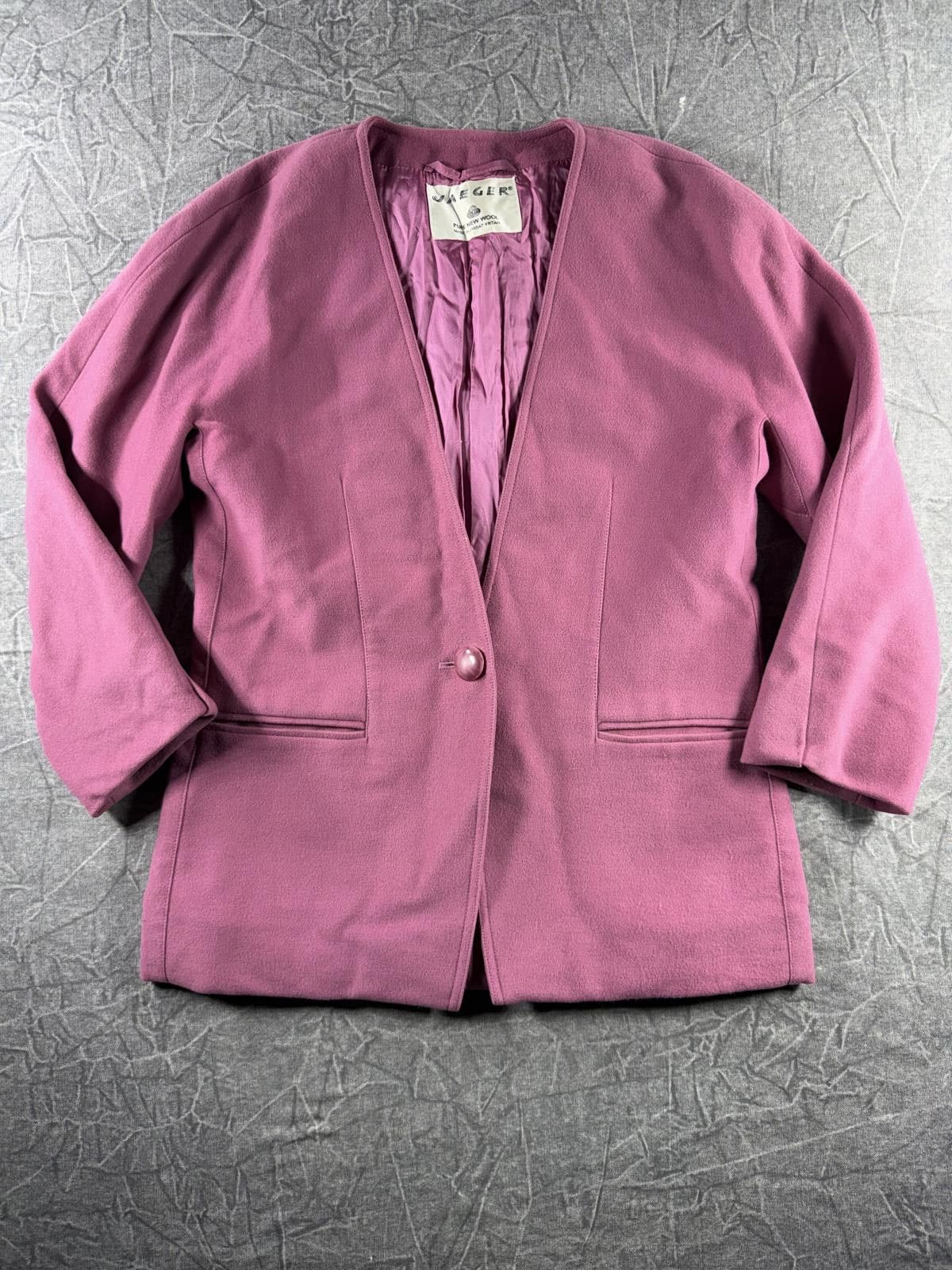 Jaeger Jaeger Blazer Women's 10 Pink Pure New Wool Size L / US 10 / IT 46 - 2 Thumbnail