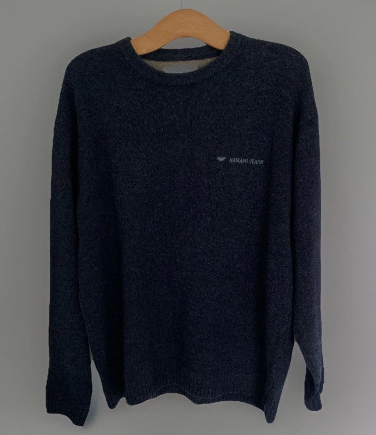Giorgio Armani Vintage Armani Jeans Men's Navy Wool Sweater Large Italy Size US L / EU 52-54 / 3 - 1 Thumbnail