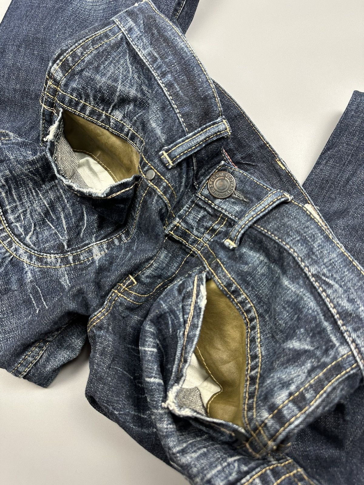 If Six Was Nine × Le Grande Bleu (L.G.B.) Vintage Special Antgauge Fourmimesure Distressed Denim Size US 31 - 12 Thumbnail