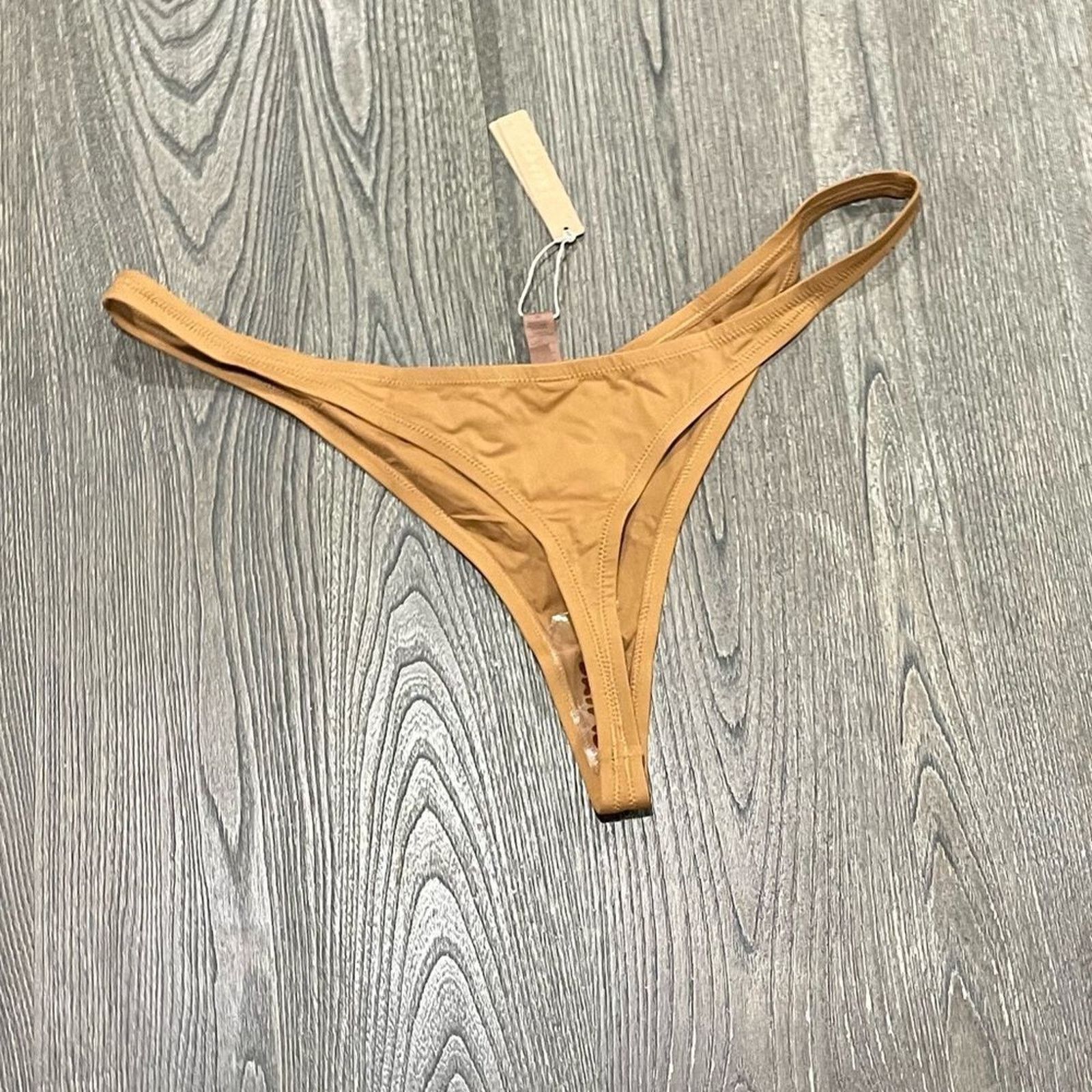 SKIMS NWT Skims Recycled Swim Thong Swimwear Stretch Almond 3X Size ONE SIZE - 5 Thumbnail