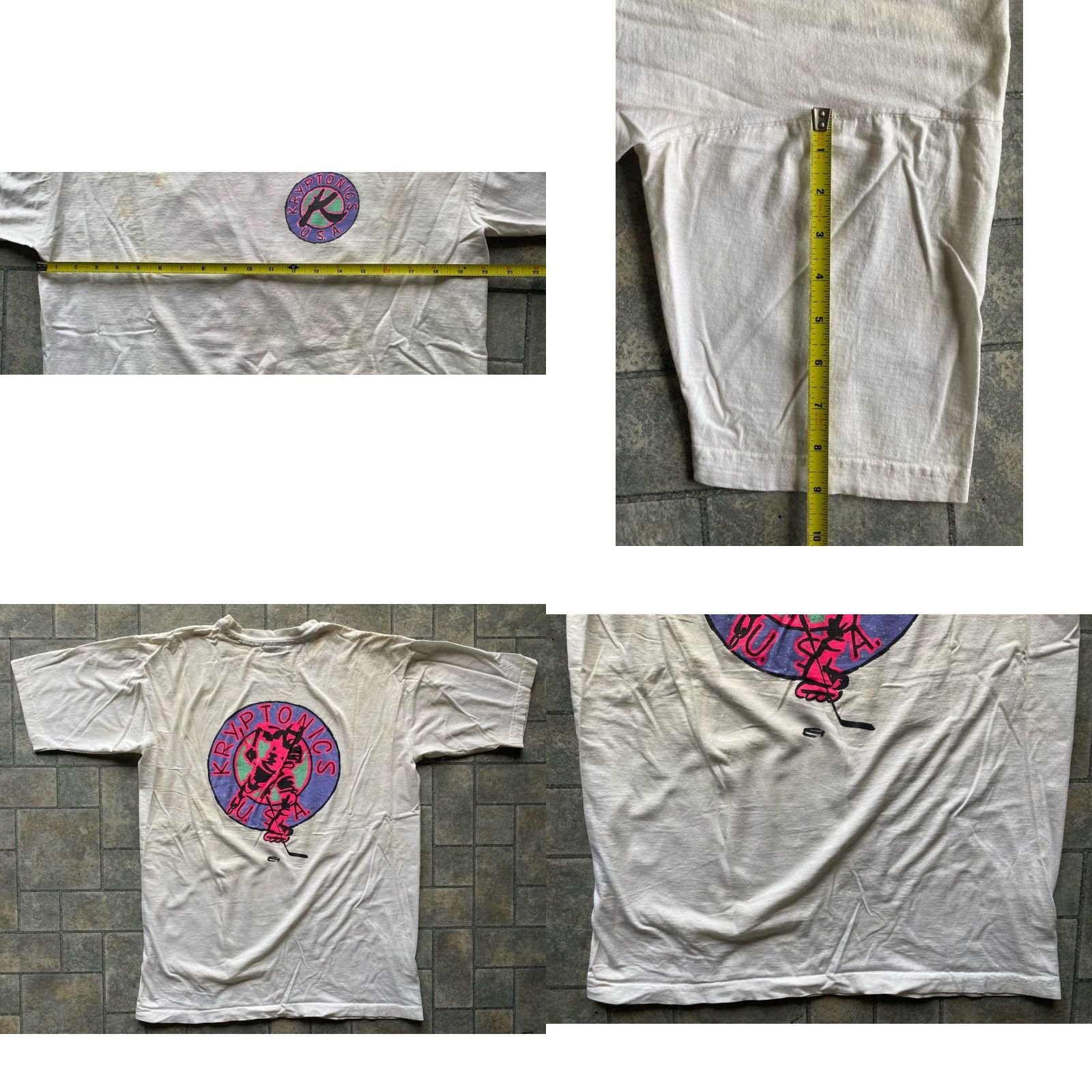 Vintage Kryptonics USA T Shirt Men L White Flaws Wear Logo Roller Hockey Logo Mens Size US L / EU 52-54 / 3 - 9 Thumbnail