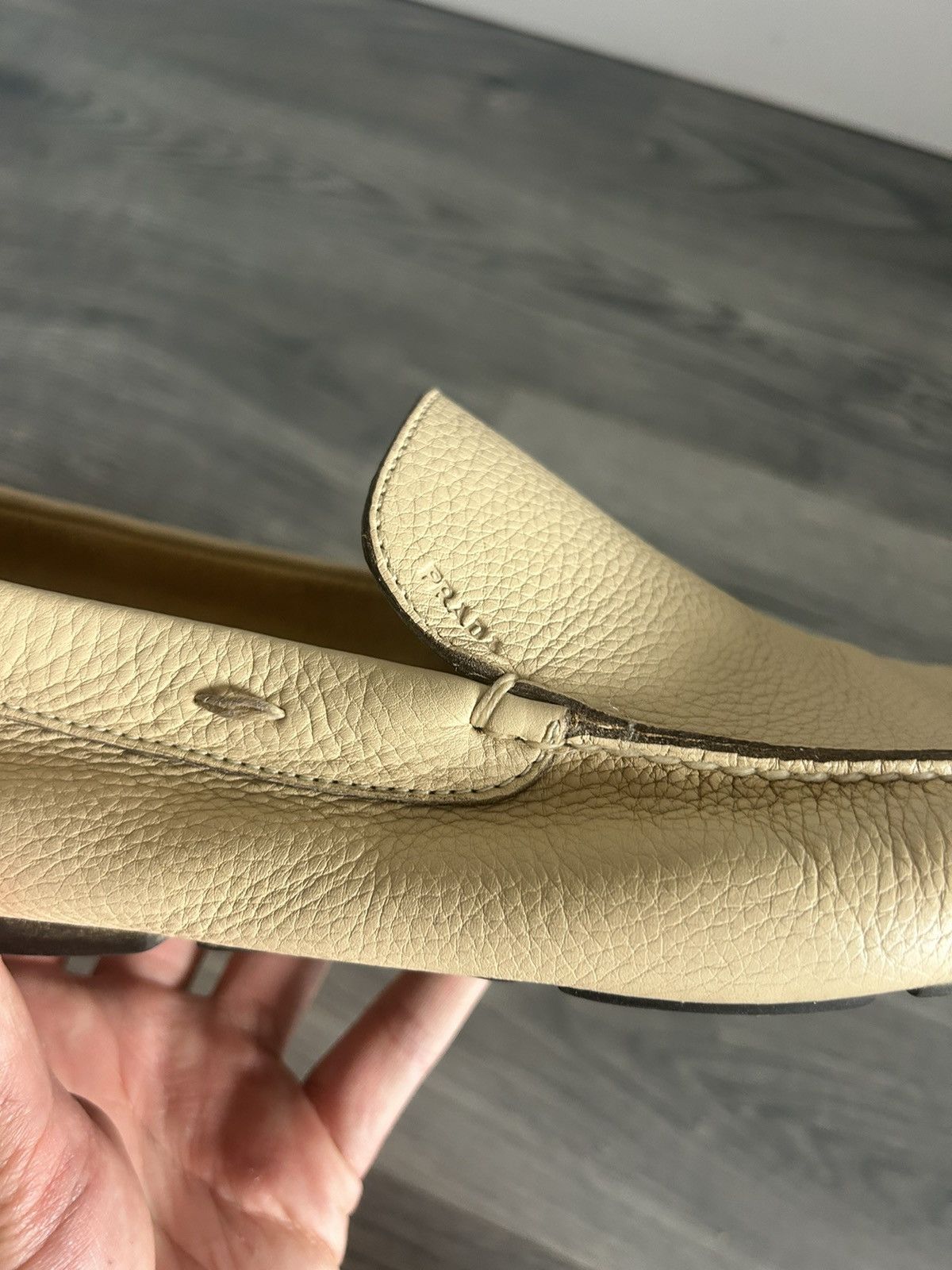 Prada Cream Leather Mocassins Size US 11 / EU 44 - 7 Thumbnail