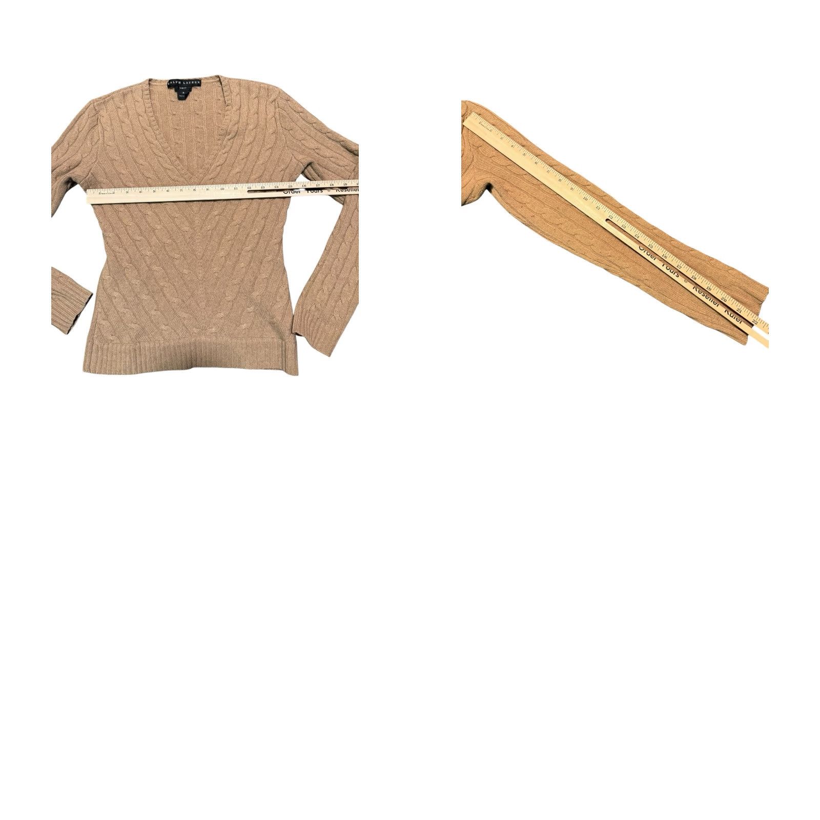 Ralph Lauren VINTAGE Ralph Lauren Black Label Women's Beige 100% Cashmere Cable Knit Sweater Med Pullover Size M / US 6-8 / IT 42-44 - 10 Thumbnail