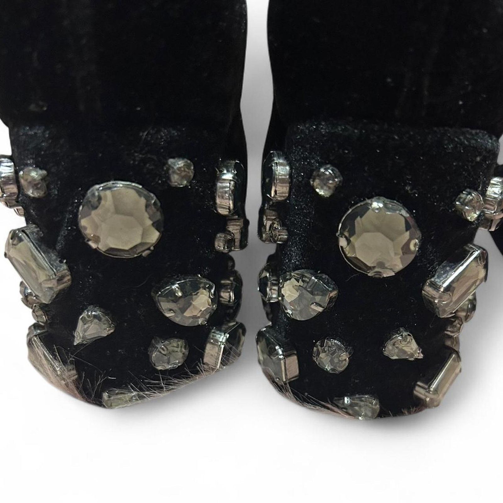 Other Black Velvet Rhinestone Boots Whimsygoth Glam Wednesday 6 Size US 6 / IT 36 - 8 Thumbnail
