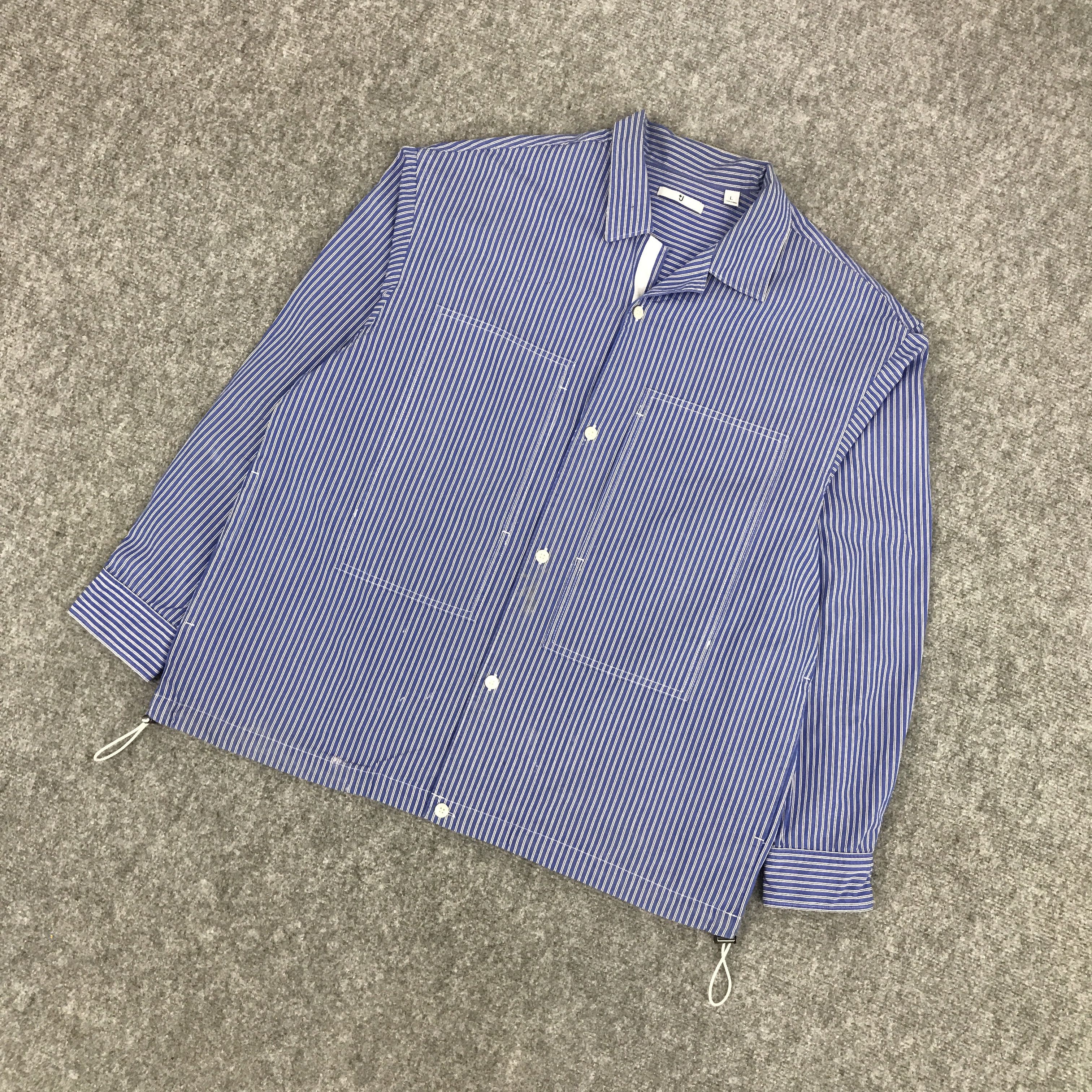 Japanese Brand × Jil Sander × Uniqlo JIL SANDER X UNIQLO STRIPED UP BUTTON JACKET Size US L / EU 52-54 / 3 - 5 Thumbnail