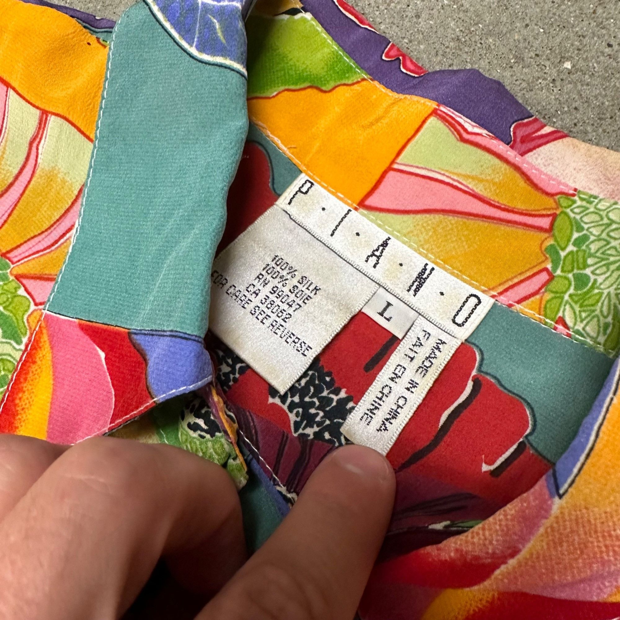 Vintage Vintage Unique Silk Flower Patchwork Button Up Shirt Size US L / EU 52-54 / 3 - 4 Thumbnail