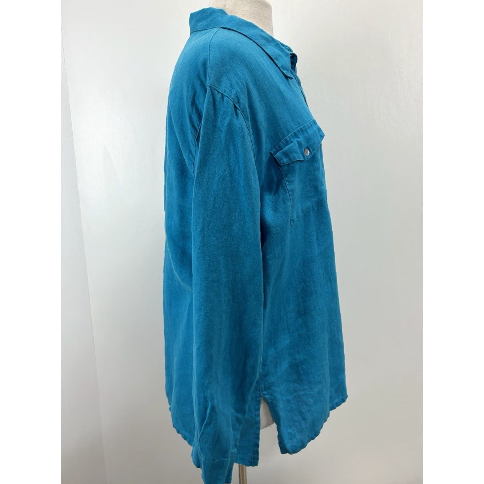 X-LARGE Chicos Linen Shirt Button Up Tunic Women’s XL Blue Coastal Size XL / US 12-14 / IT 48-50 - 4 Thumbnail