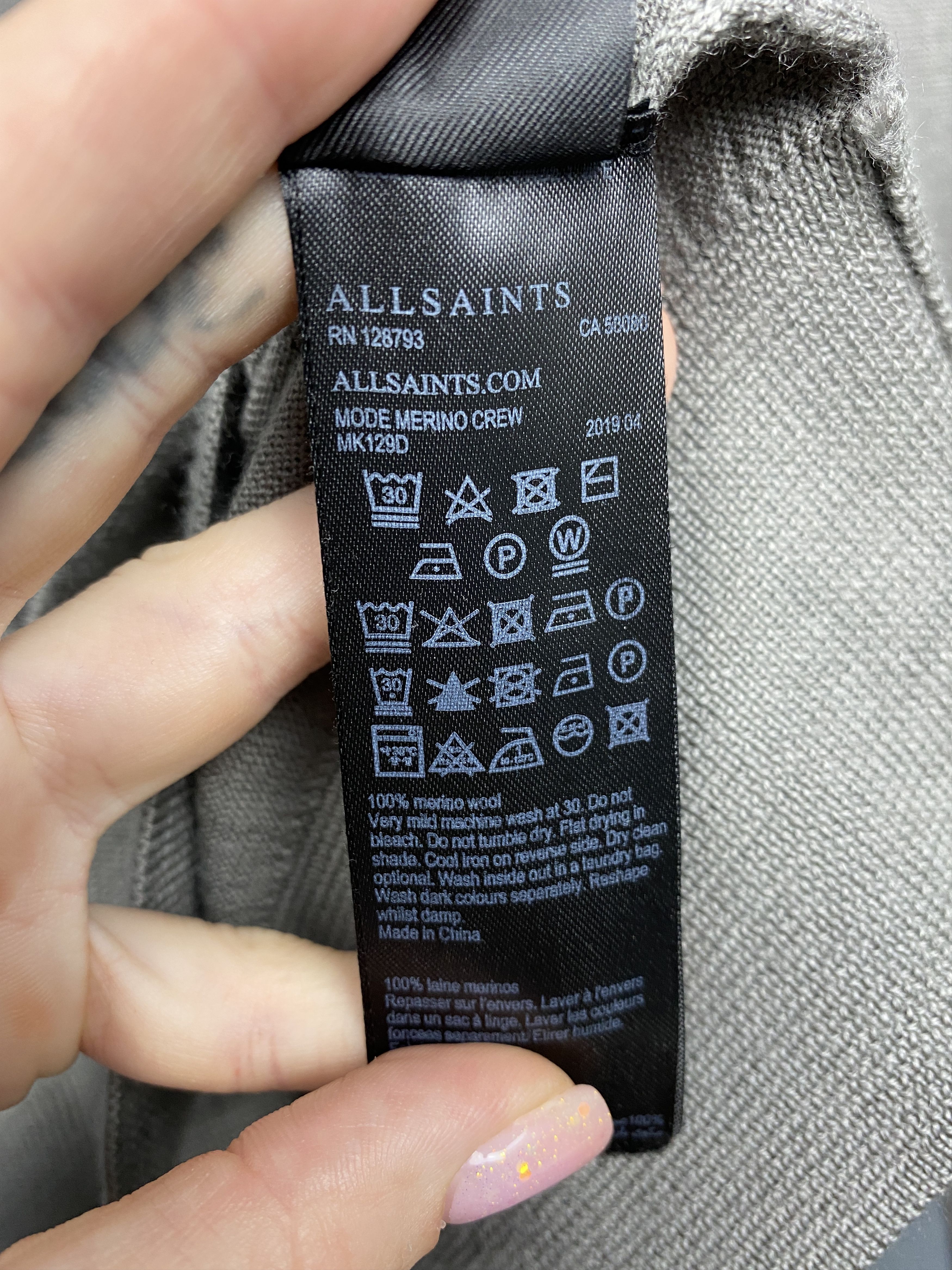 Allsaints AllSaints Mens Mode Merino Crew Neck Wool Knit Sweater Size US S / EU 44-46 / 1 - 5 Thumbnail