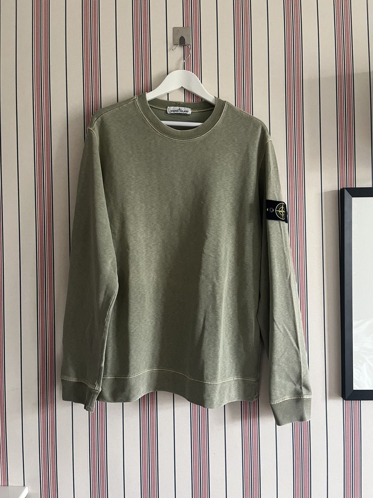 image of Stone Island Faded Green Crewneck / Sweater, Men's (Size XL)