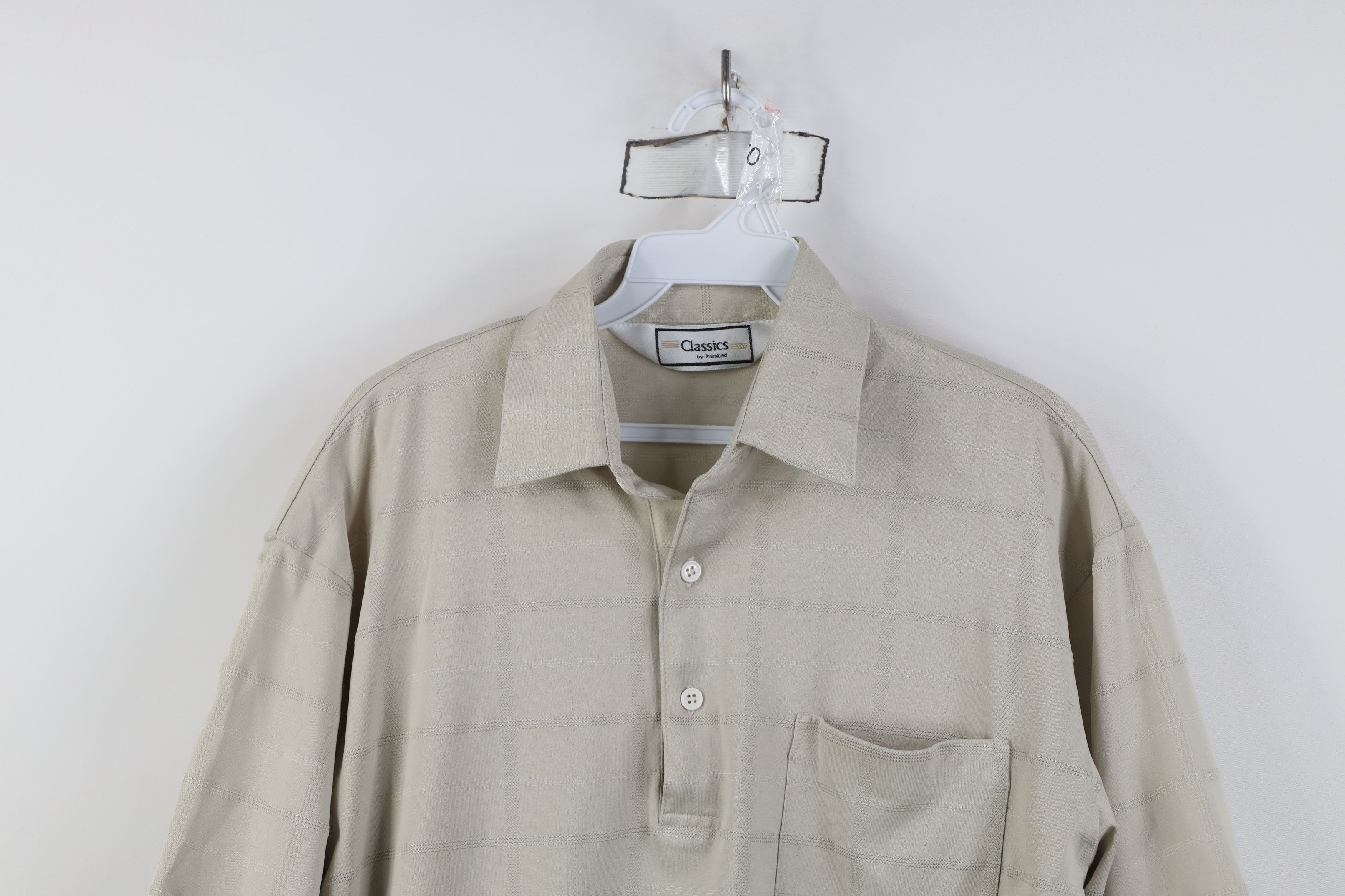 Vintage Vintage 90s Streetwear Knit Pullover Polo Shirt Beige Size US M / EU 48-50 / 2 - 2 Thumbnail