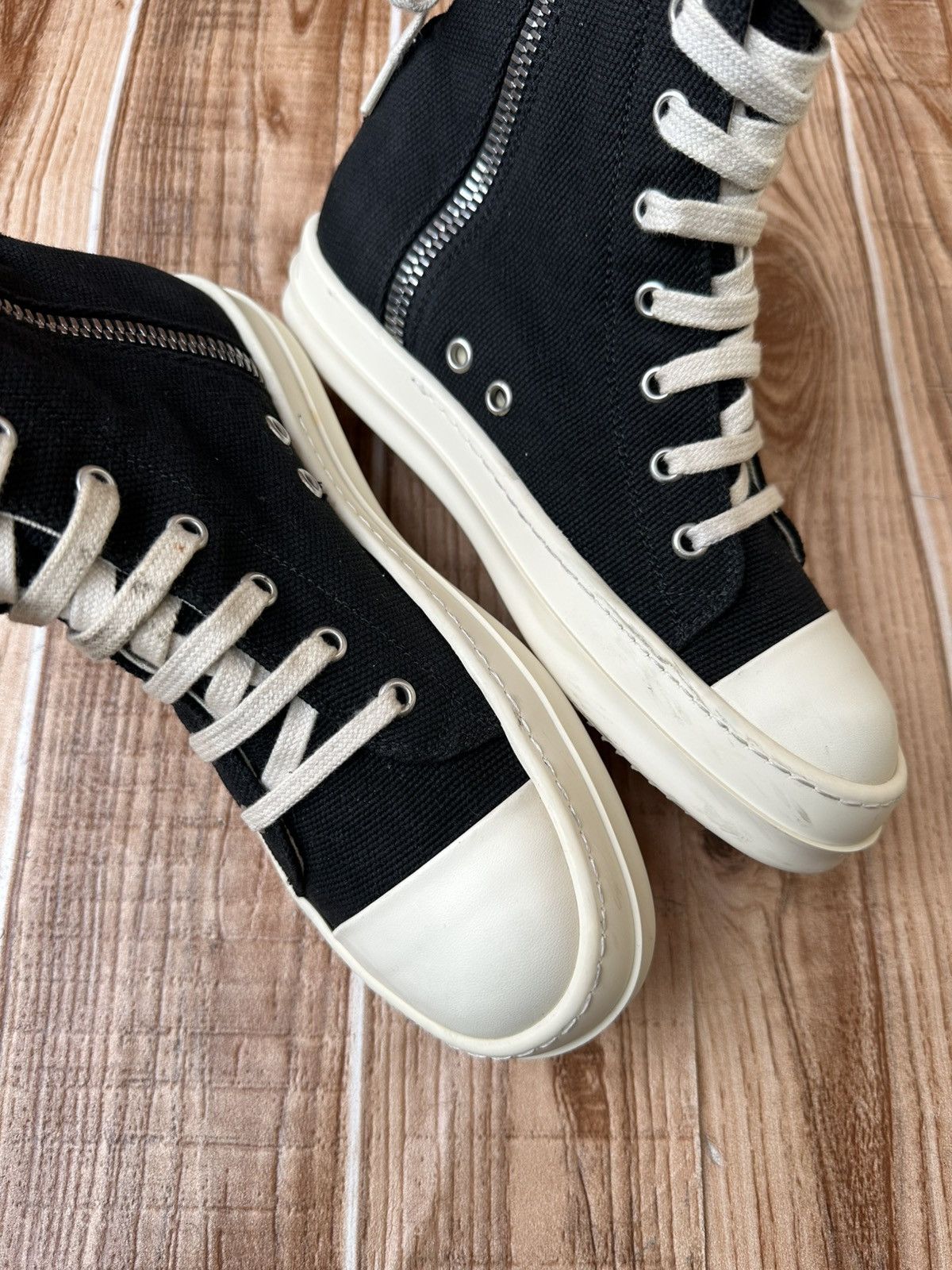 Rick Owens Rick Owens DRKSHDW Canvas Ramones Black Milk hightops Size US 6.5 / IT 36.5 - 6 Thumbnail