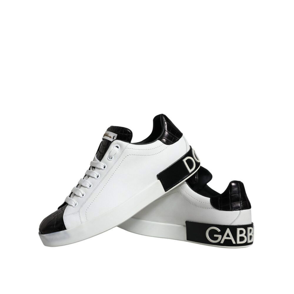 Dolce & Gabbana Dolce & Gabbana Black Leather Logo Portofino Sneaker Shoes Size US 7 / EU 40 - 8 Thumbnail