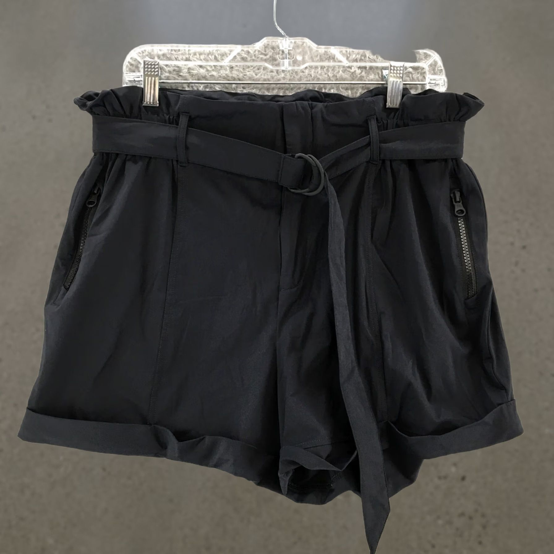 Blanc Noir Blanc Noir Paper Bag Shorts Womens Large Black Elastic Waist Belted High Rise Featured Belted Paperbag Shorts Womens Black High Rise Clearance Size 36" / US 14 / IT 50 - 1 Thumbnail