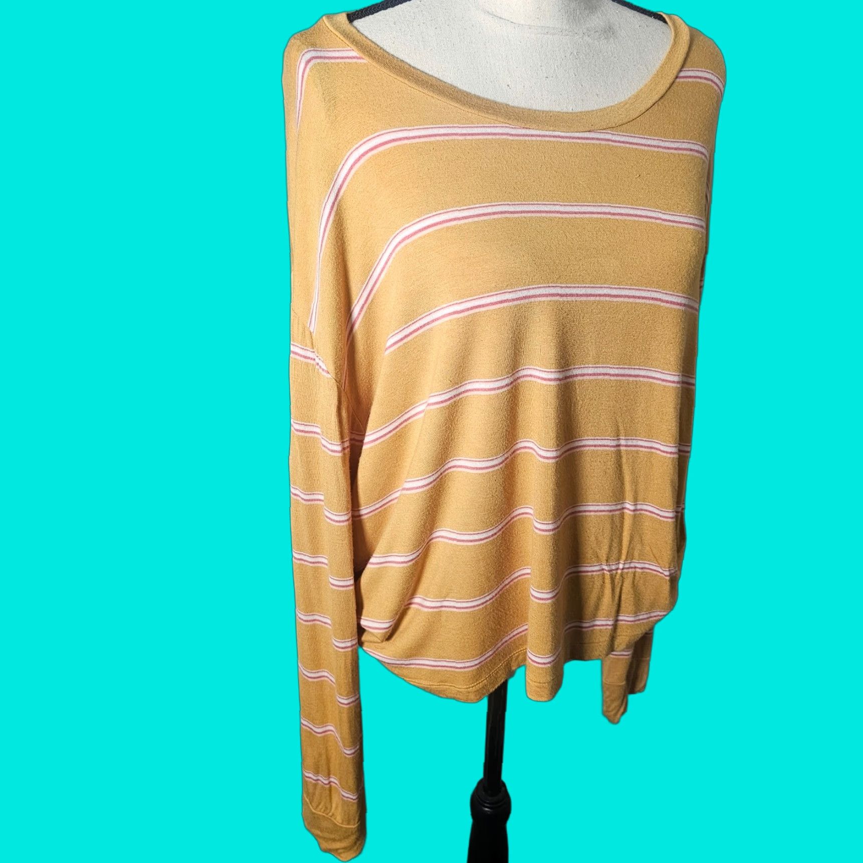 Vintage VINTAGE Aero Tee Shirt Women XL Yellow Striped Seriously Soft Tomboy Long Sleeve Stretch Shirt Size XL / US 12-14 / IT 48-50 - 1 Thumbnail