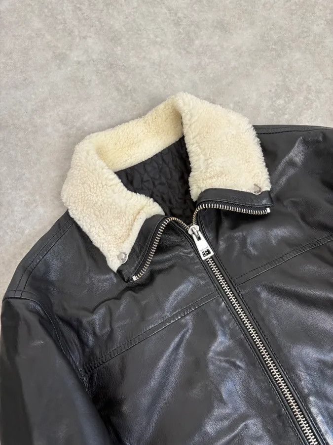 Just Cavalli FW2015 Cavalli Black Leather Shearling Collar Jacket Size US M / EU 48-50 / 2 - 5 Thumbnail