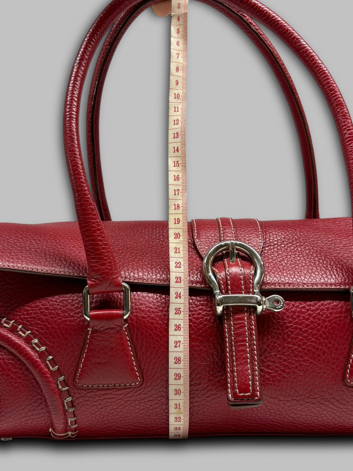Burberry Burberry London Hot Red Leather Shoulder Bag Nova Check Size ONE SIZE - 19 Thumbnail
