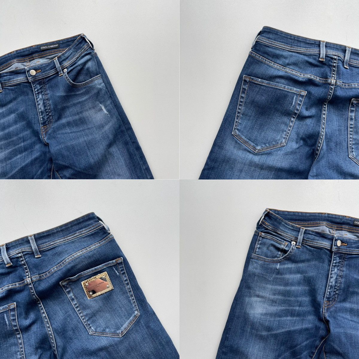 Dolce & Gabbana Dolce & Gabbana Leopard Logo Distressed Straight Jeans Blue Size 32" / US 10 / IT 46 - 6 Thumbnail