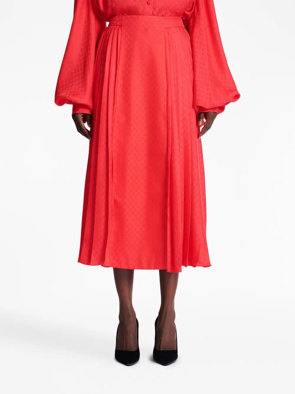Balmain o1y0625 Midi Skirt in Red Size 34" / US 12 / IT 48 - 3 Thumbnail