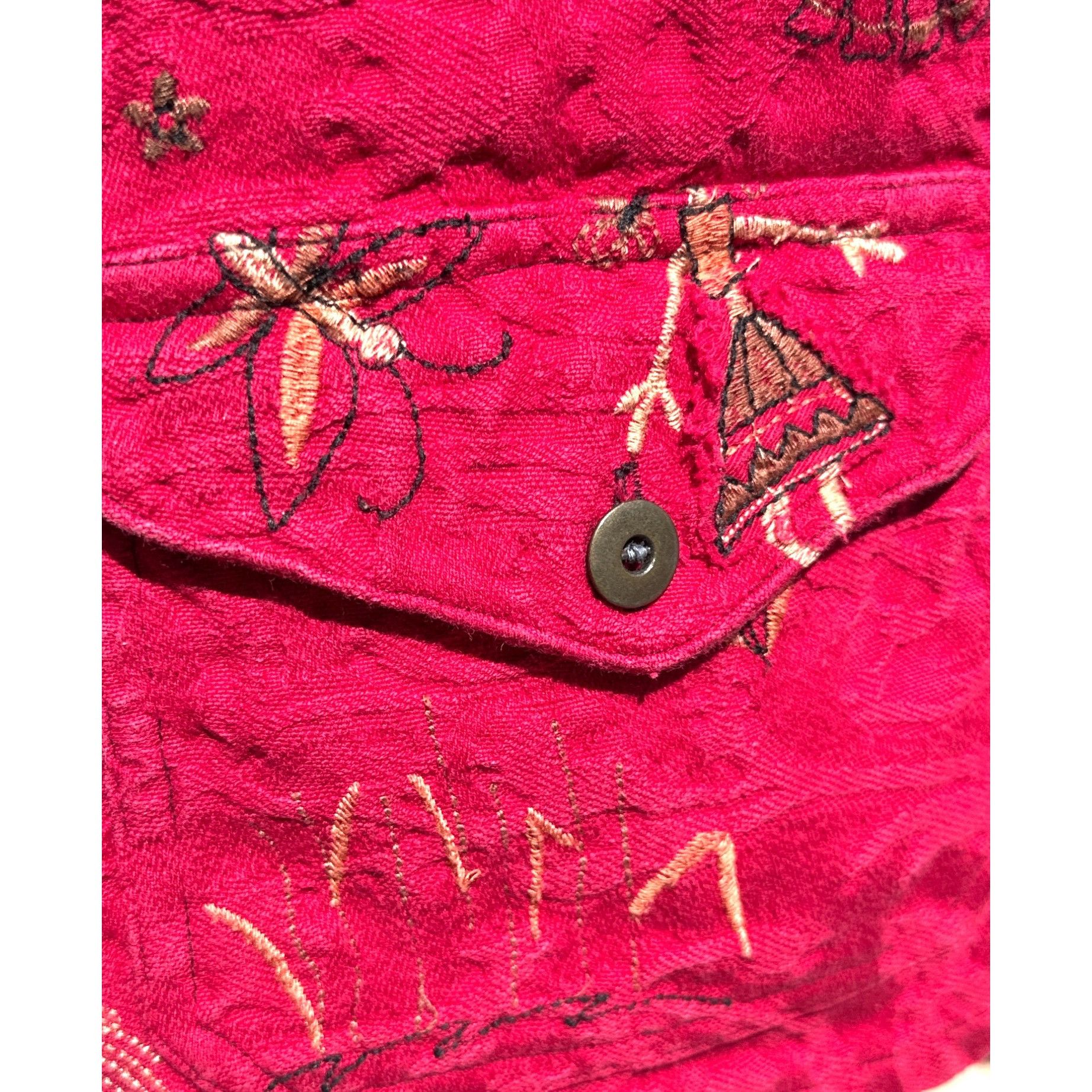 Chicos Chicos Design Red Embroidered Button Front Vest Boho Folk Ar Size L / US 10 / IT 46 - 8 Thumbnail