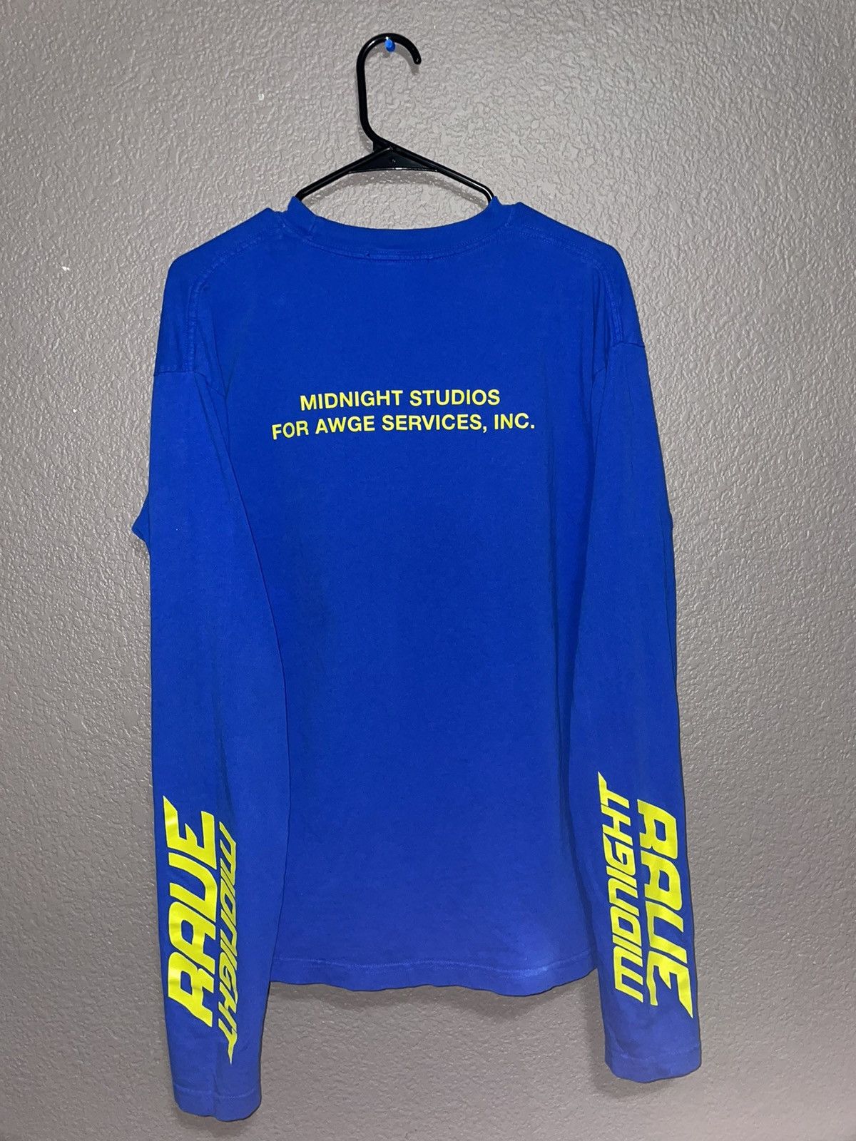 image of Awge x Midnight Studios “Midnight Rave” Long Sleeve T-Shirt in Blue, Men's (Size Small)