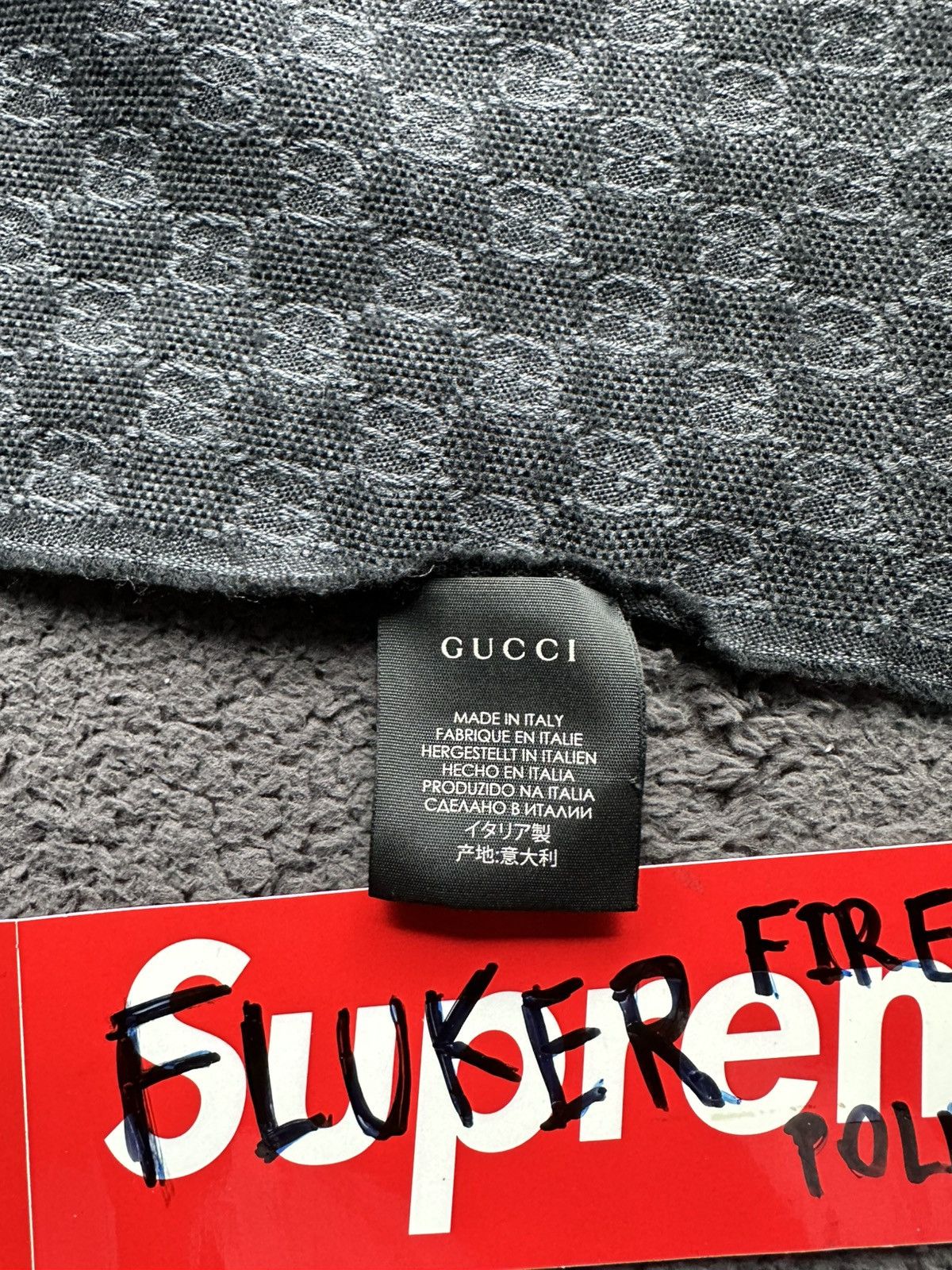 Gucci GUCCI Jacquard GG Supreme Scarf Black Size ONE SIZE - 7 Thumbnail