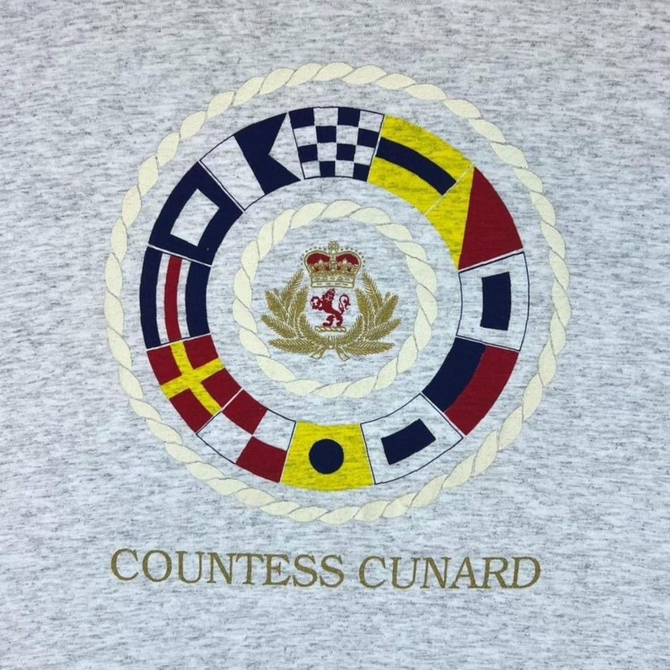 Delta VINTAGE Delta Countess Cunard Cruise Ship Tourist Graphic Single Stitch T-Shirt Large Grey Mens Short Sleeve Cotton Size US L / EU 52-54 / 3 - 3 Thumbnail
