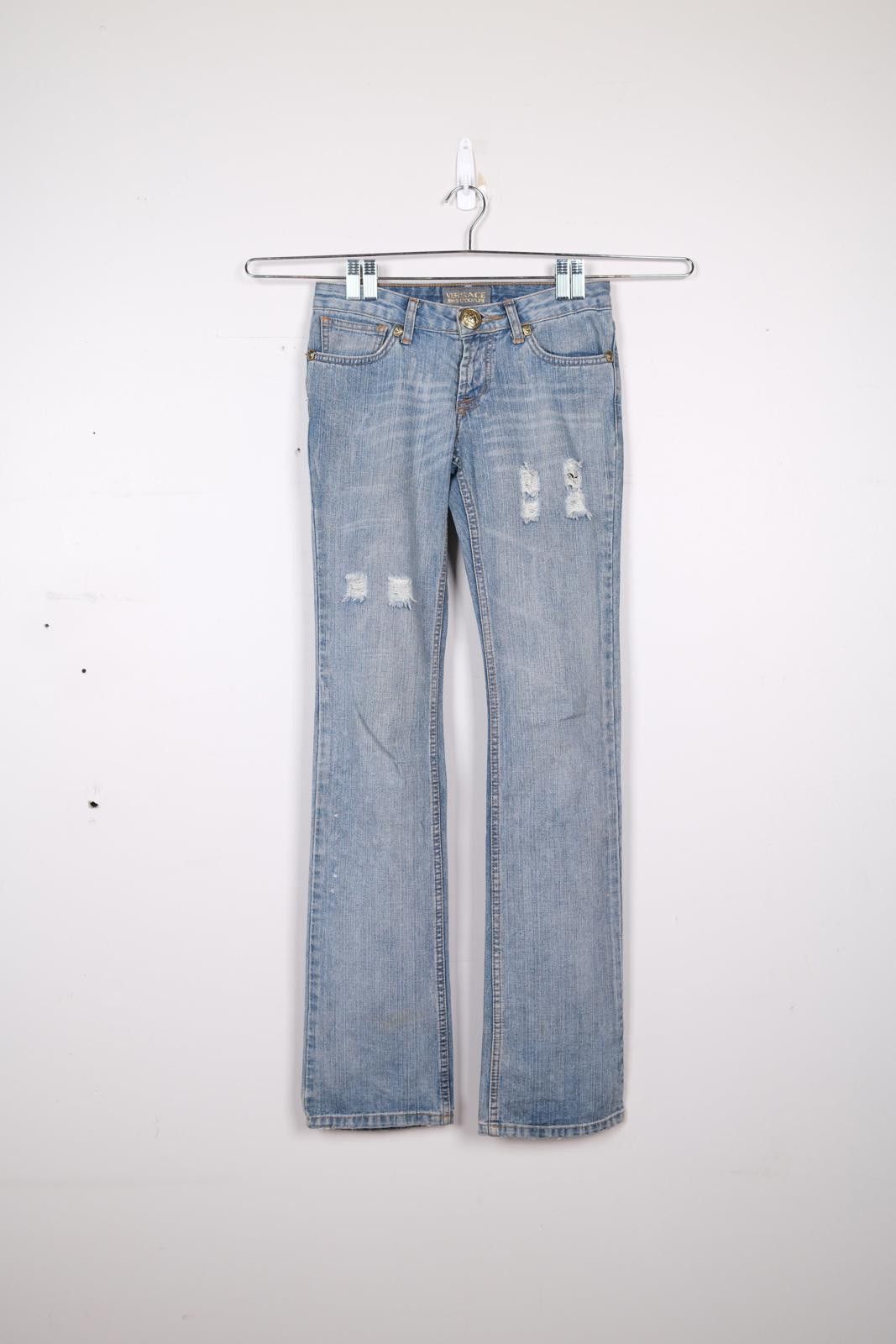 Versace Jeans Couture 90's Versace Jeans Couture Distressed Logo Straight-Leg Jean Size 28" / US 6 / IT 42 - 1 Thumbnail