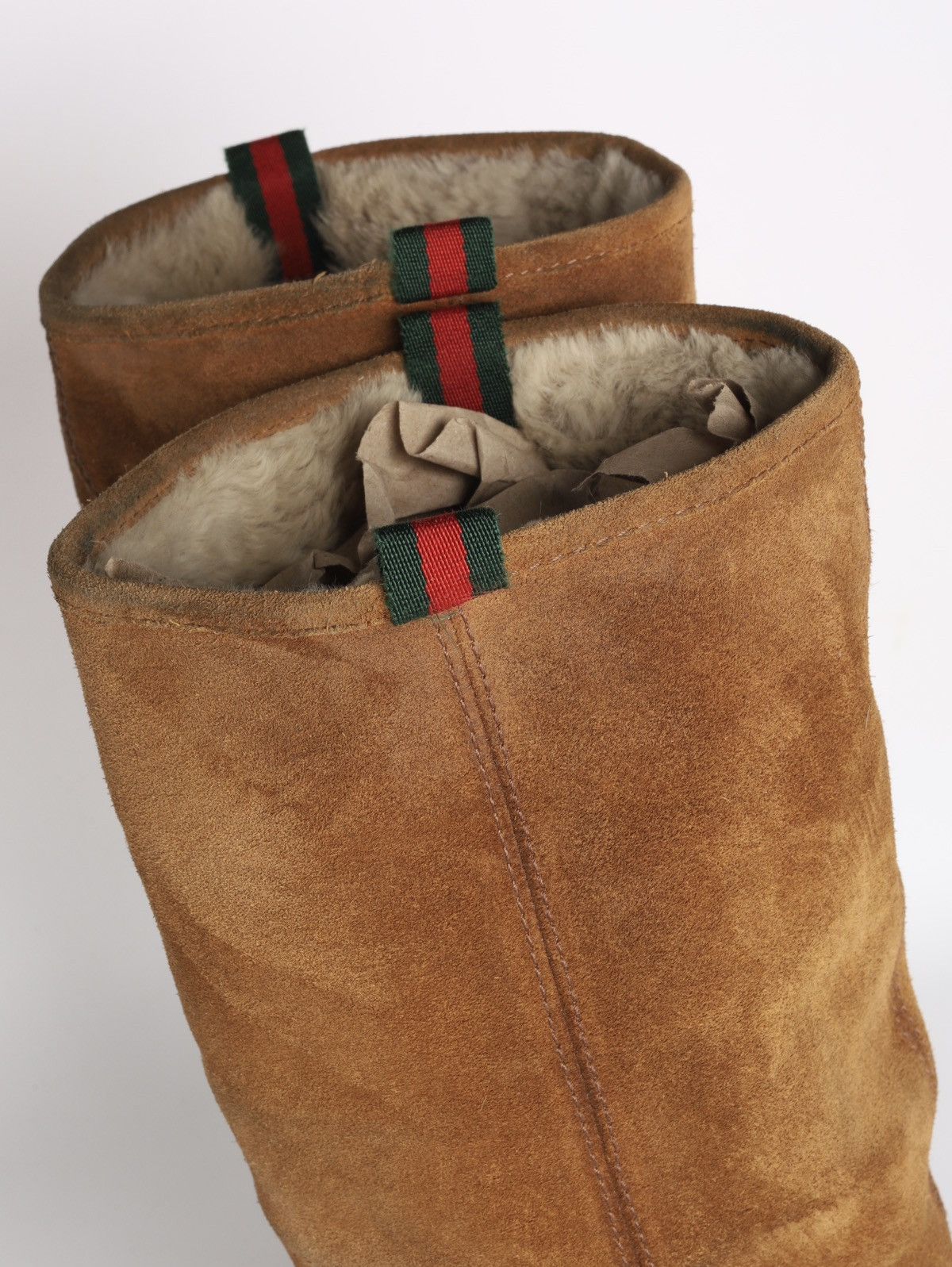 Gucci Gucci Suede Shearling Web Boots Brown Saint Moritz High Shoe Size US 8.5 / IT 38.5 - 21 Thumbnail