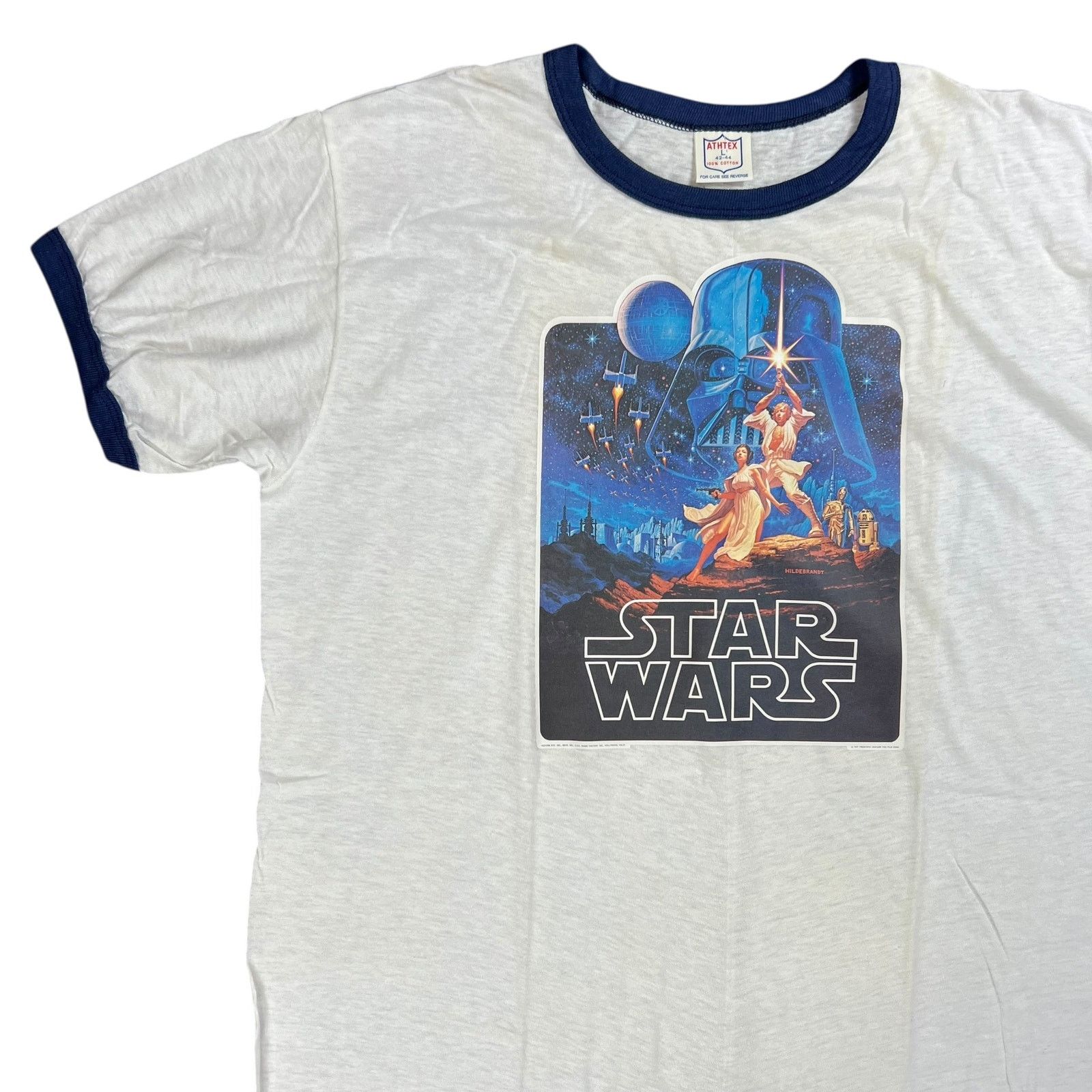 Star Wars × Vintage Vintage 1977 Star Wars A New Hope movie ringer tee (L) Size US L / EU 52-54 / 3 - 4 Thumbnail