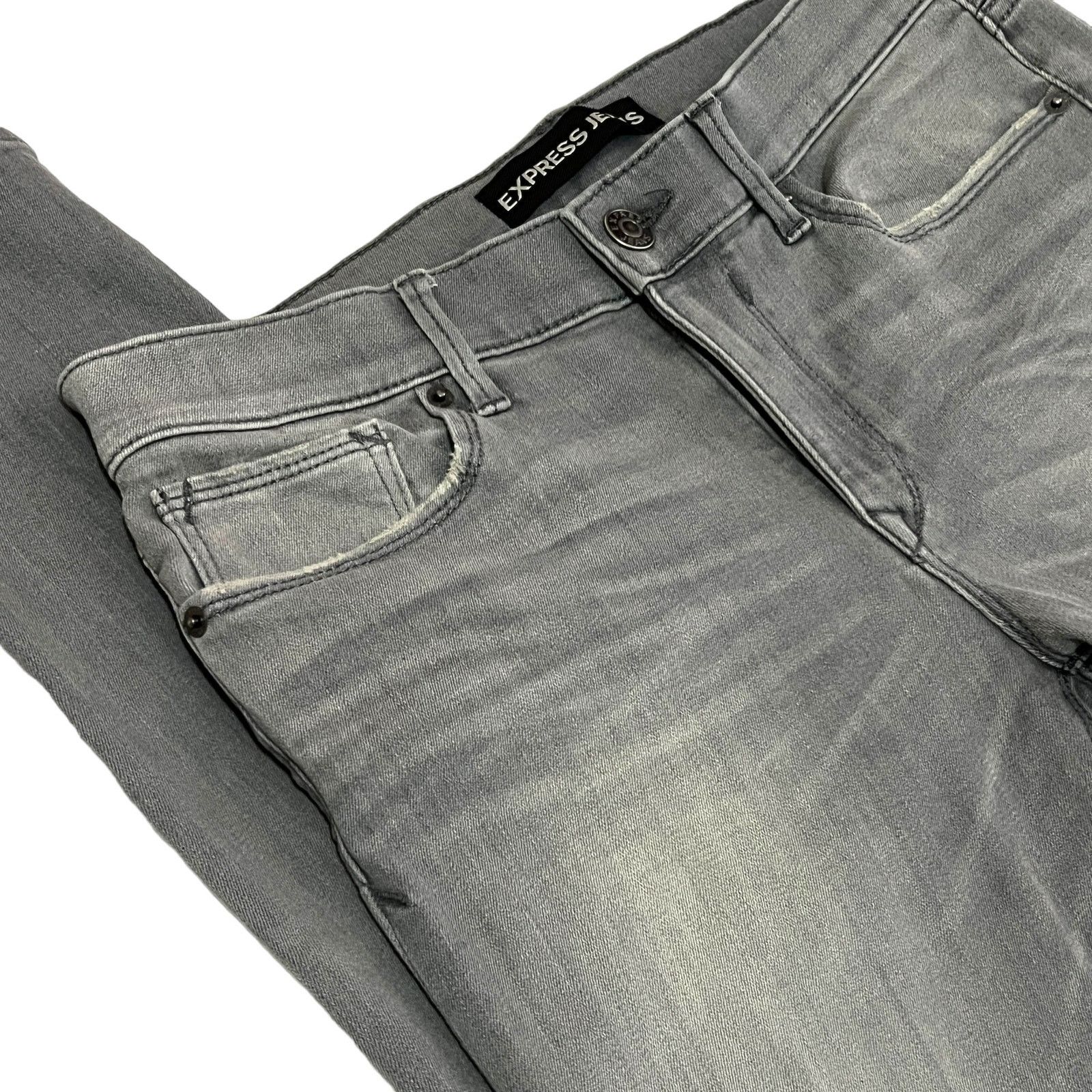Express Light Gray Mid Rise Legging Jegging Stretch Jeans Size 34" / US 12 / IT 48 - 9 Thumbnail