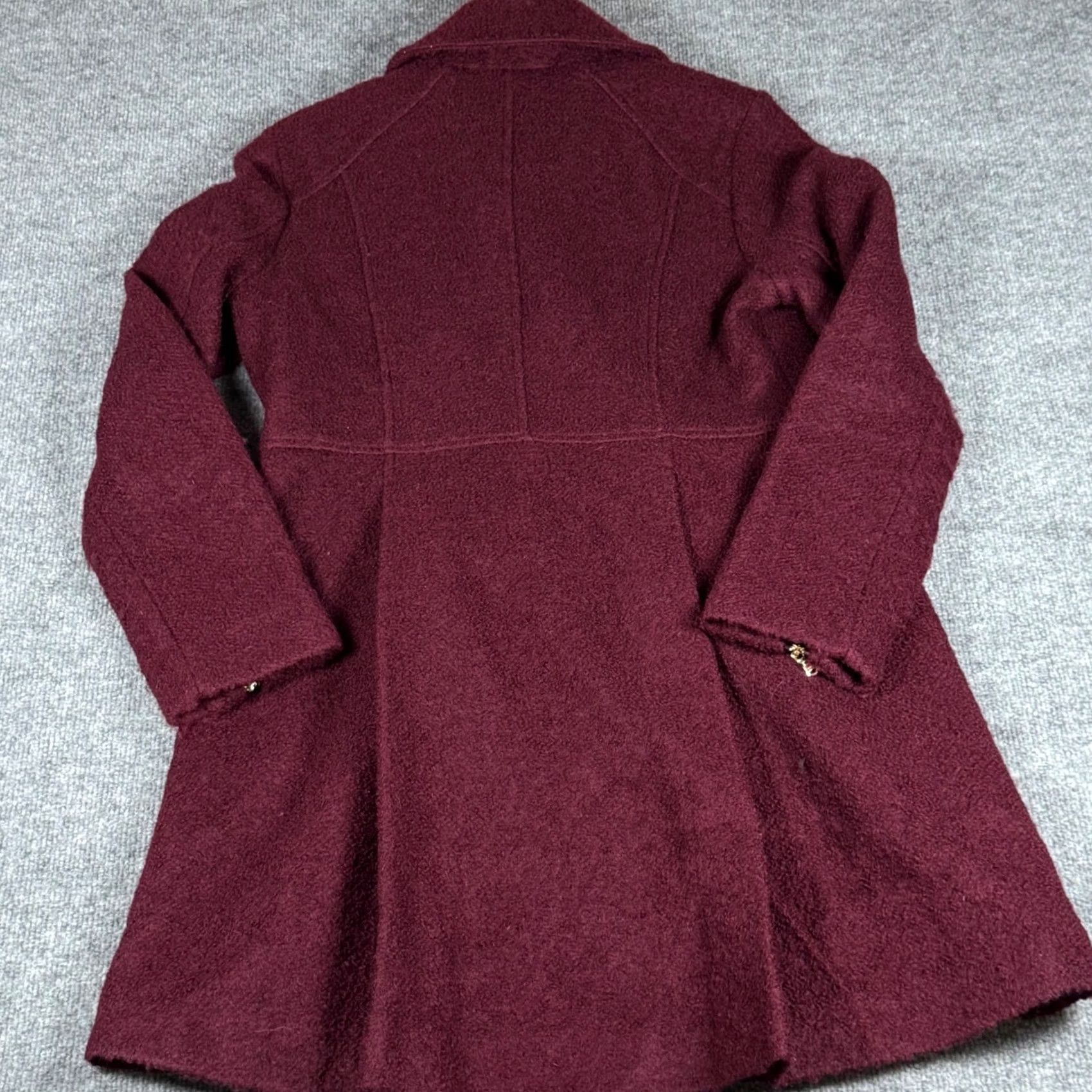 Guess VINTAGE? No — Guess Wool Blend Pea Coat L Womens Burgundy Floral Lining Button Closure Zippered Sleeves Mid-Length Winter Outerwear Coat Size L / US 10 / IT 46 - 2 Thumbnail