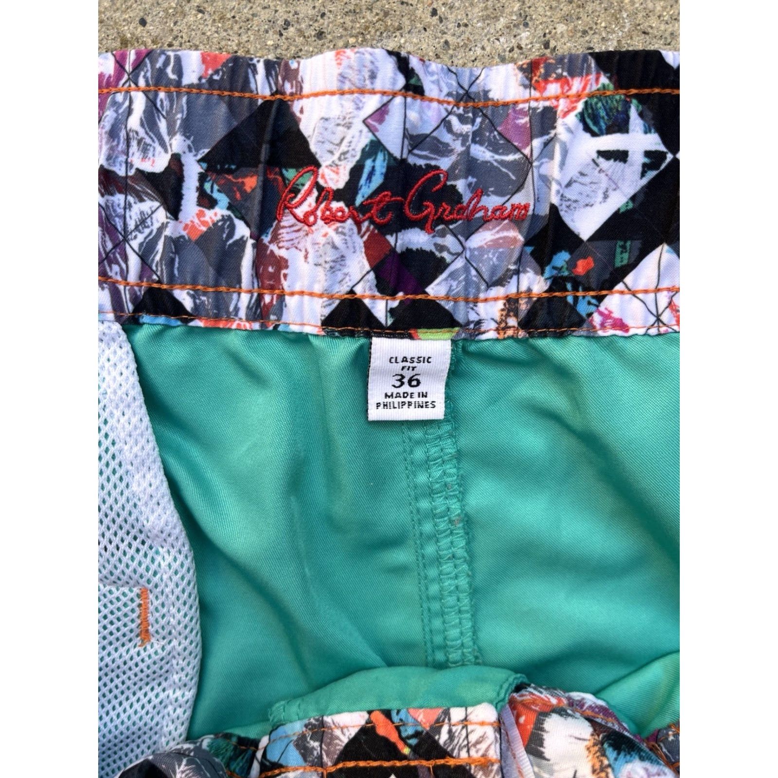 Robert Graham Robert Graham Board Shorts Men Green Teal Solid 36 Beach Surf Swim Short Below Knee 90s Beachwear Sun Swimwear Size US 36 / EU 52 - 3 Thumbnail