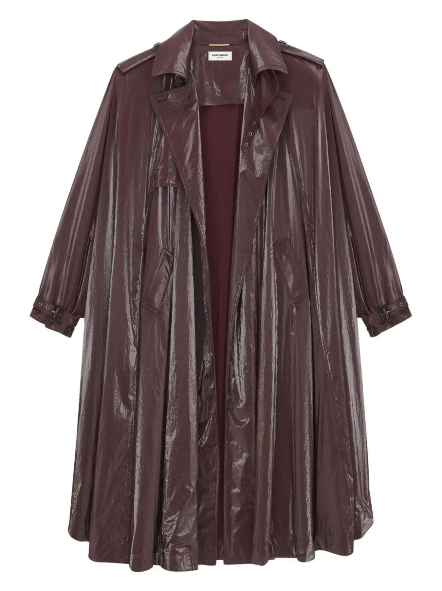 Saint Laurent Paris o1s1wg110125 747050 Trench Cape in Nylon in Burgundy Size M / US 6-8 / IT 42-44 - 3 Thumbnail