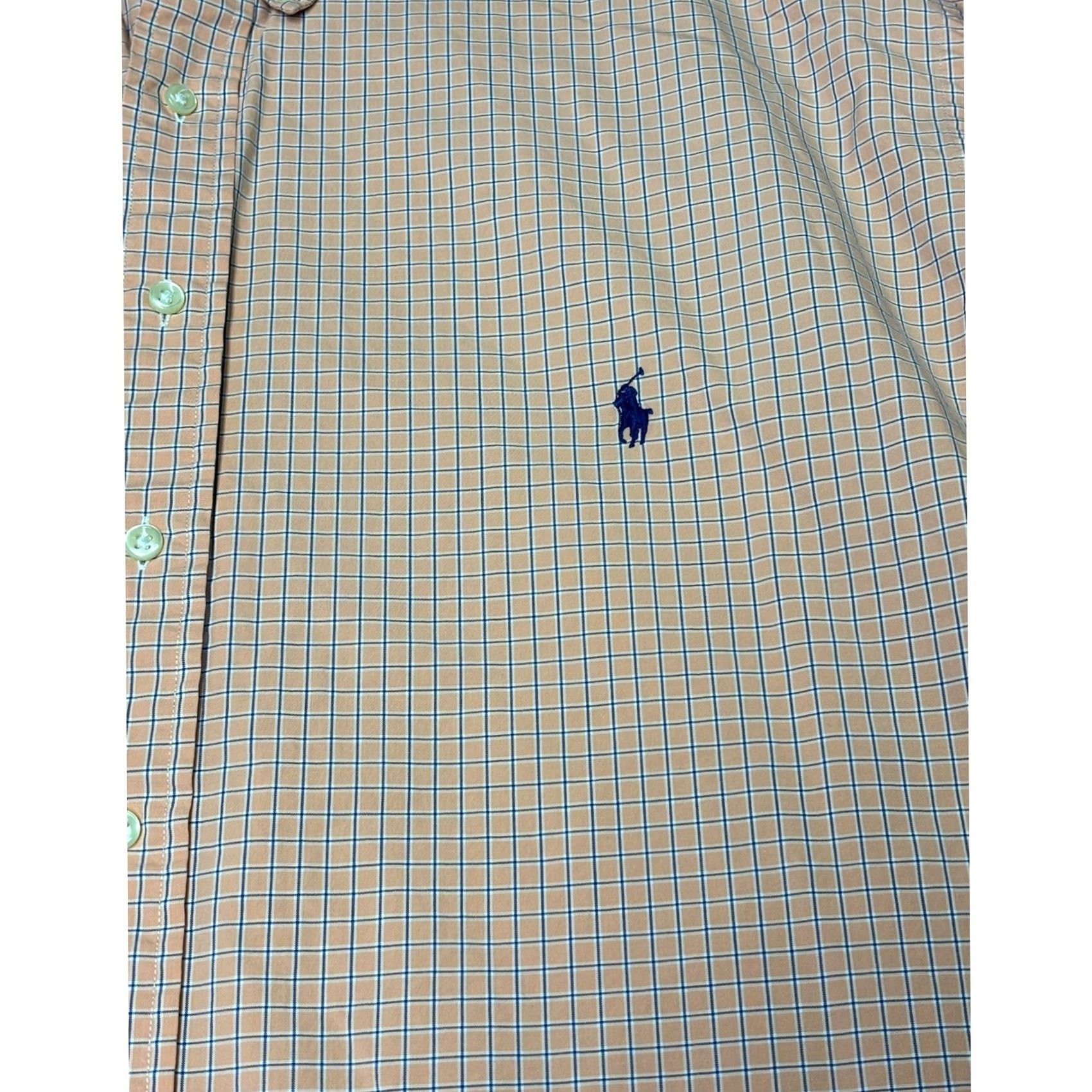 Polo Ralph Lauren Polo Ralph Lauren Mens 3XLT Tall Orange Blue Check Classic Fit Button Down Shirt Size US XXL / EU 58 / 5 - 2 Thumbnail