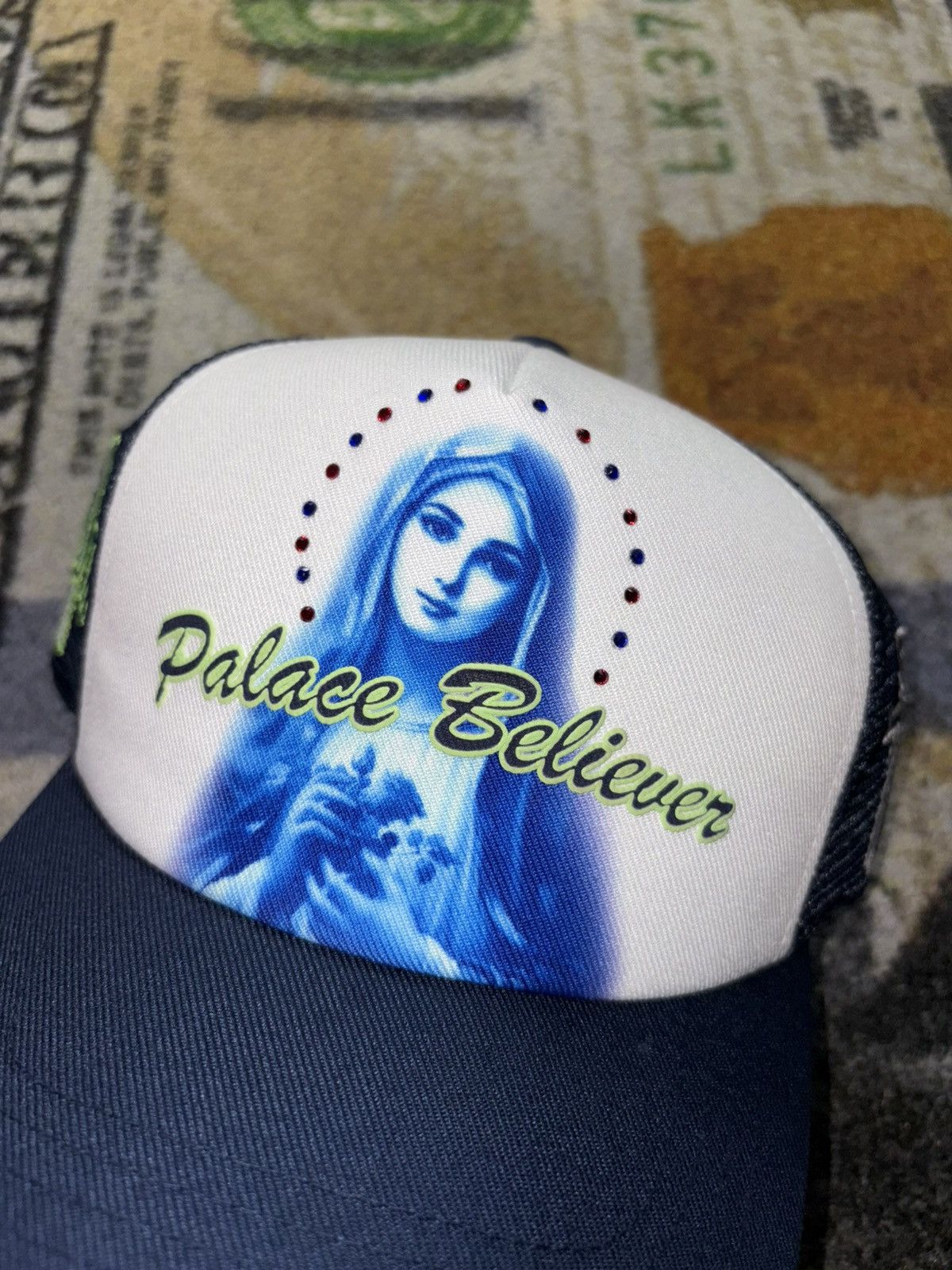 Palace Palace 1 Truth Trucker Hat Navy | Grailed