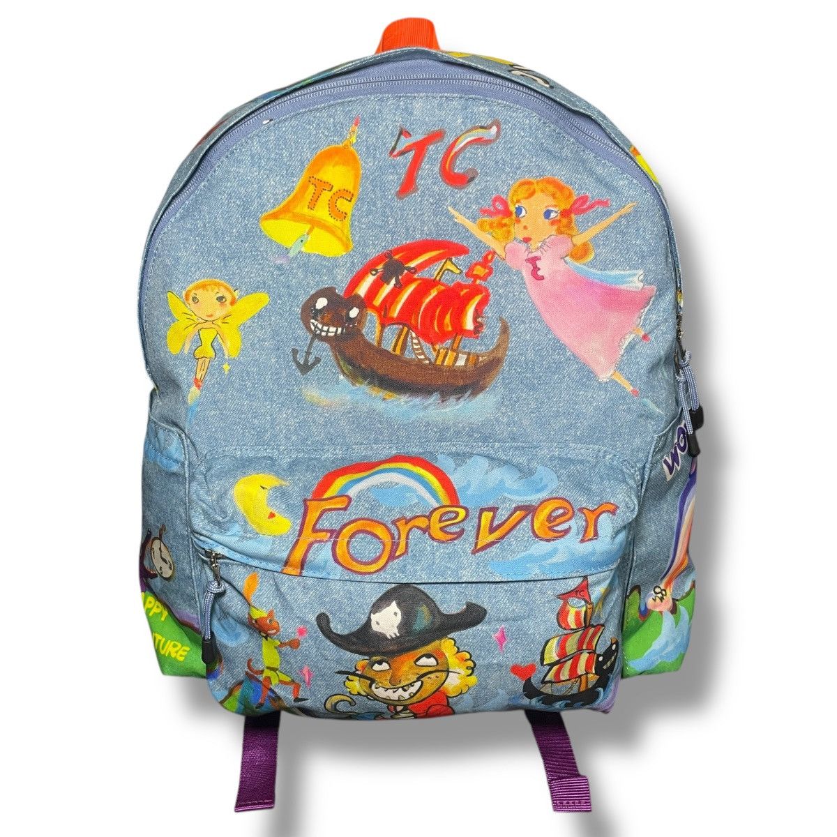 Tsumori Chisato RARE Tsumori Chisato Denim AOP Cartoon Graphics Backpack Size ONE SIZE - 4 Thumbnail