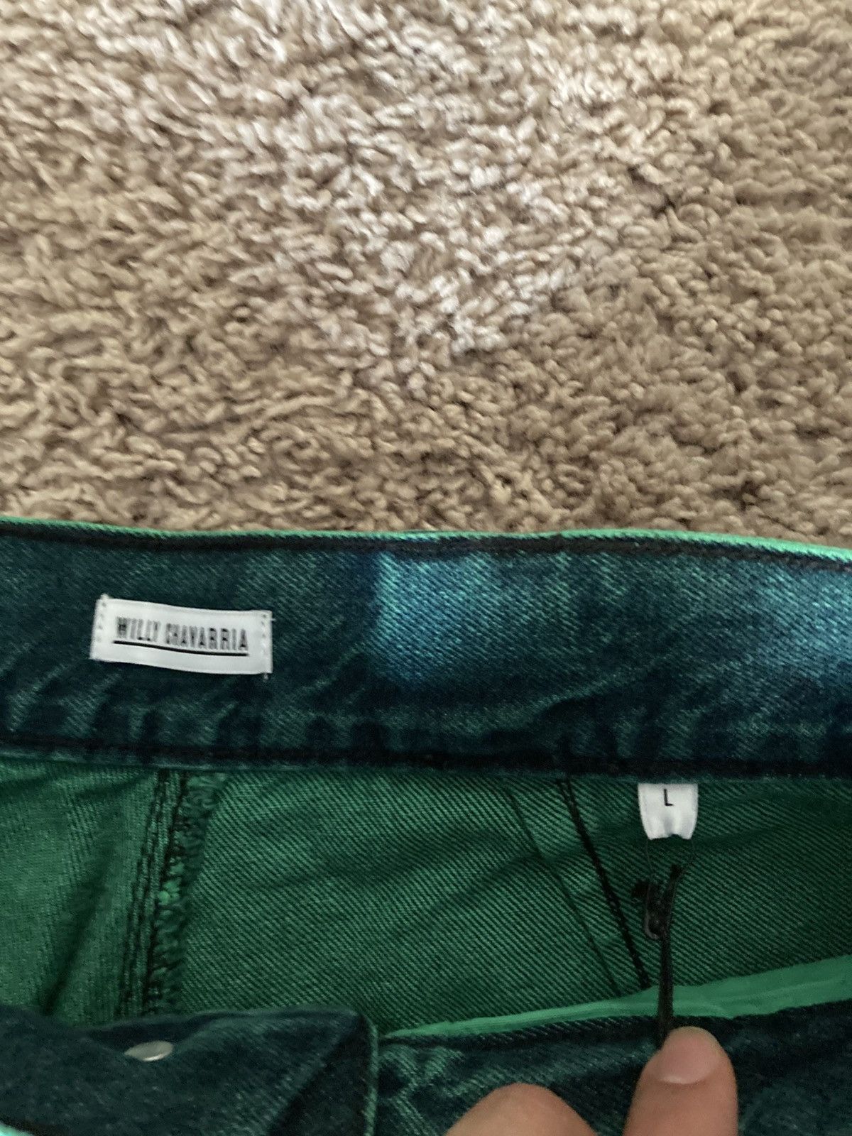 Willy Chavarria New SS24 Willy CHAVARRIA Raver Jeans L Overdyed Green Size US 34 / EU 50 - 3 Thumbnail